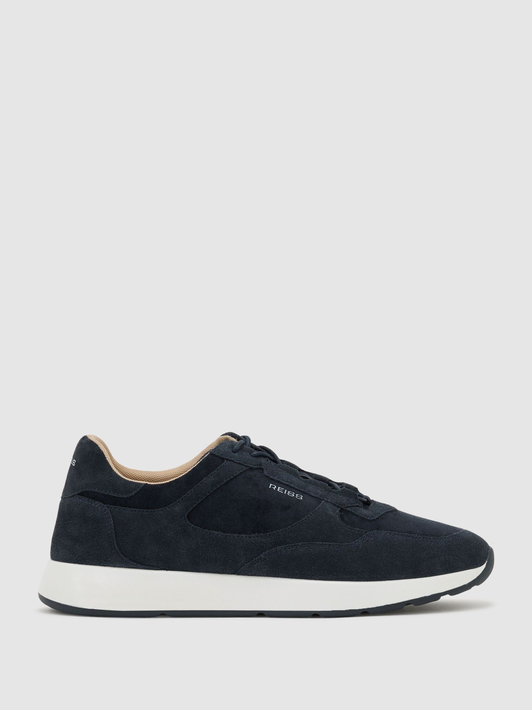 Suede Lightweight Runner Trainers in Dark Navy - Image 1 de 6