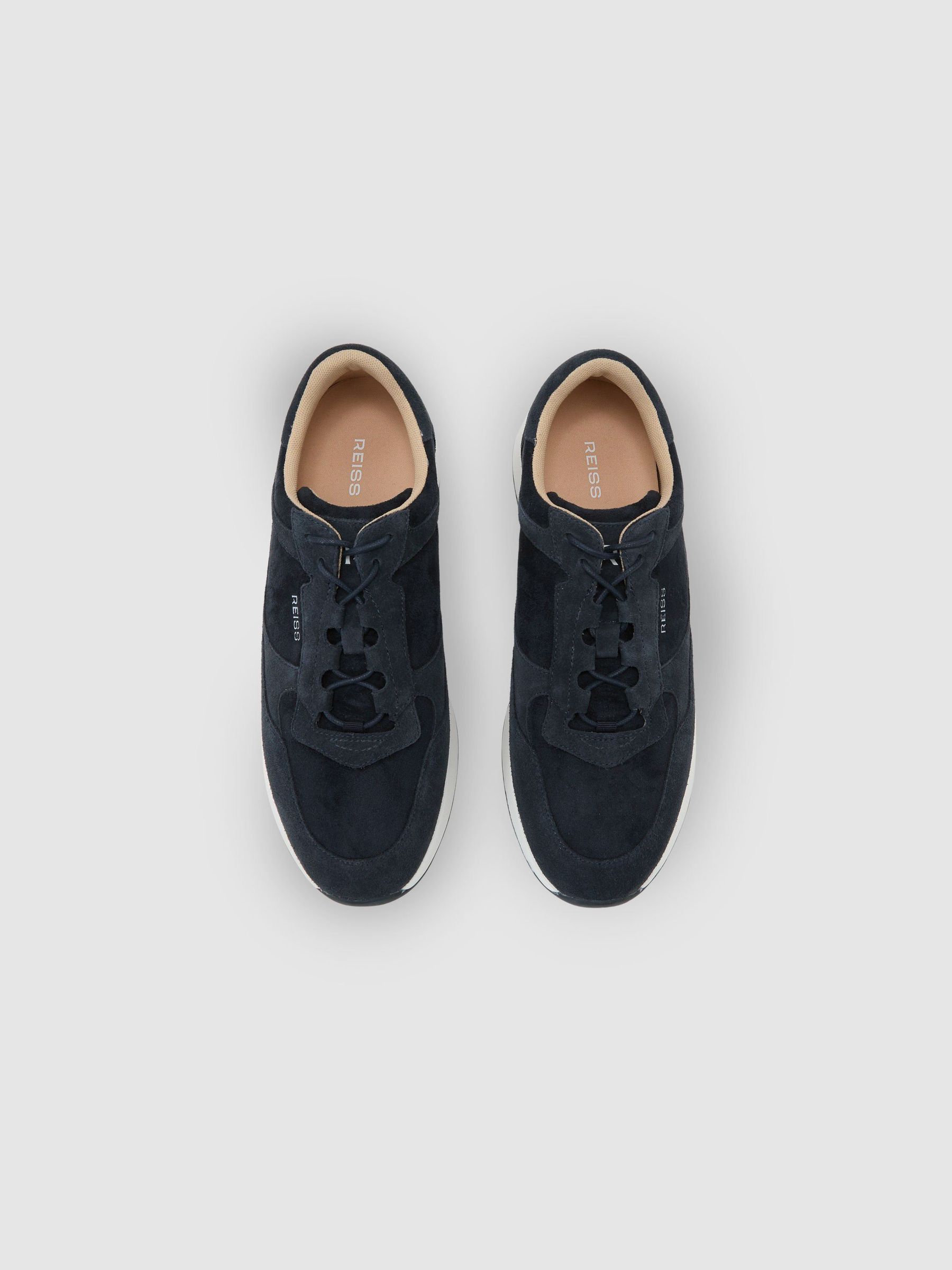 Suede Lightweight Runner Trainers in Dark Navy - Image 3 de 6