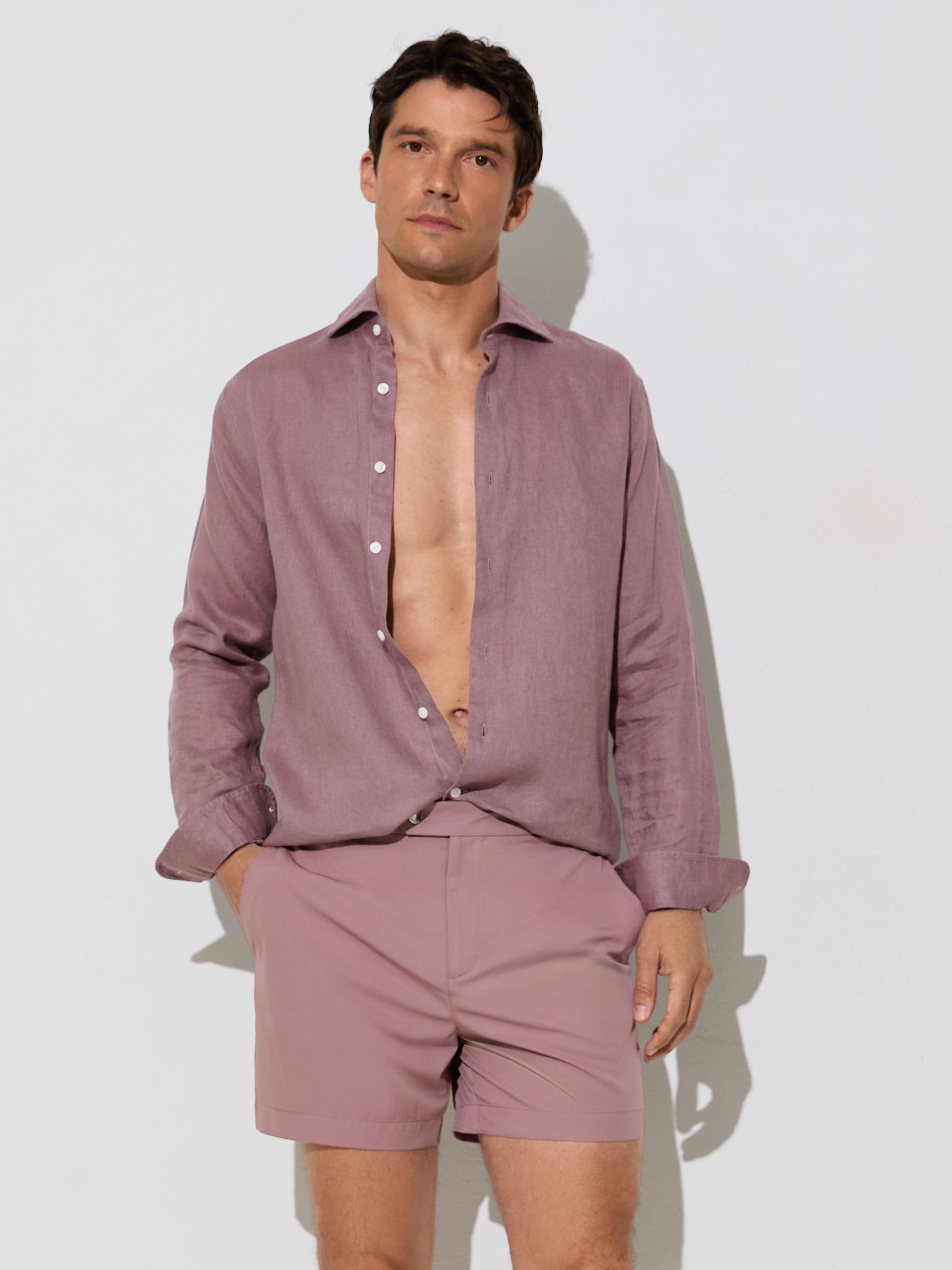 Side-Adjuster Swim Shorts in Lavender Pink - Image 1 of 5