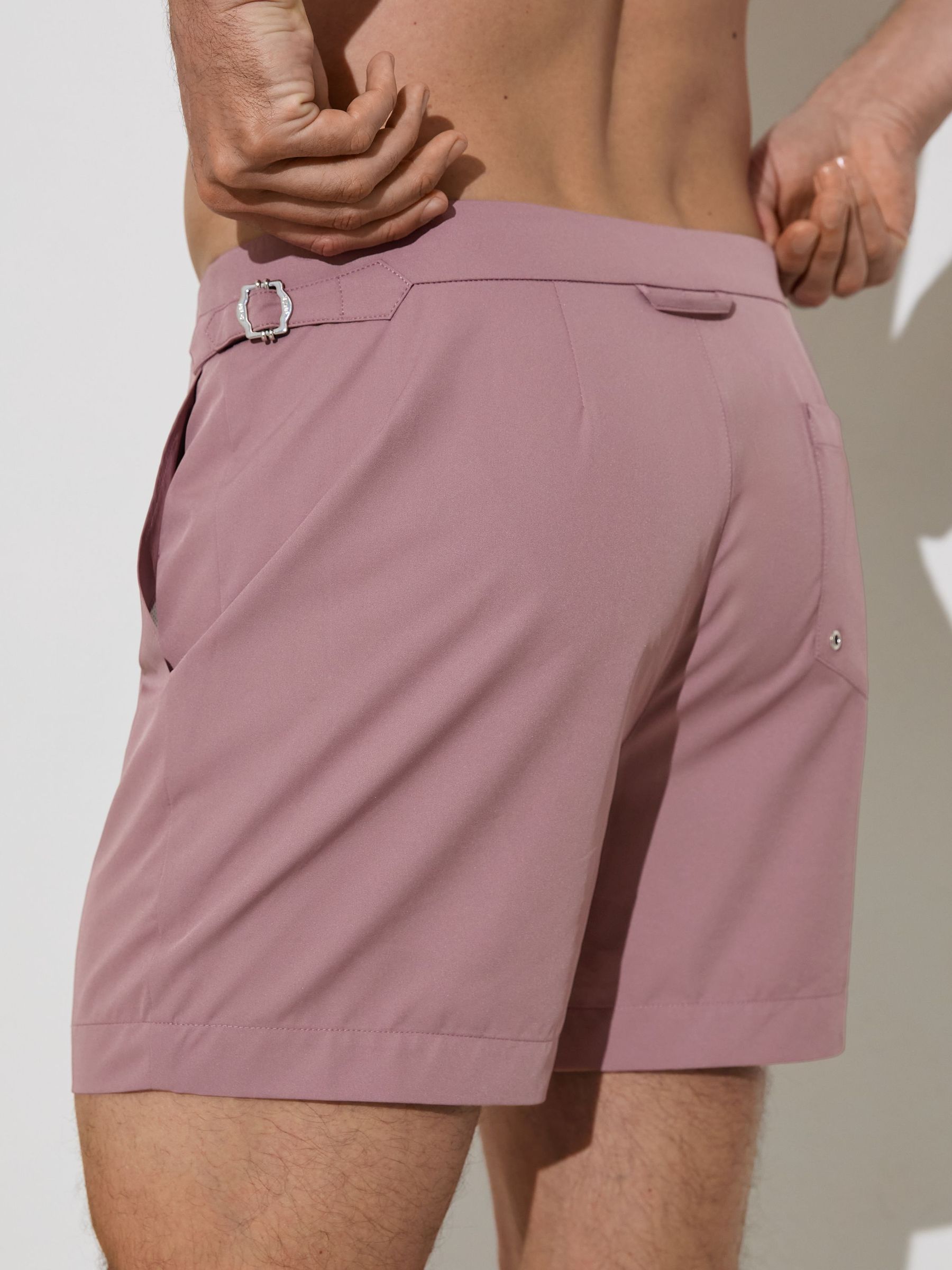 Side-Adjuster Swim Shorts in Lavender Pink - Image 3 of 5