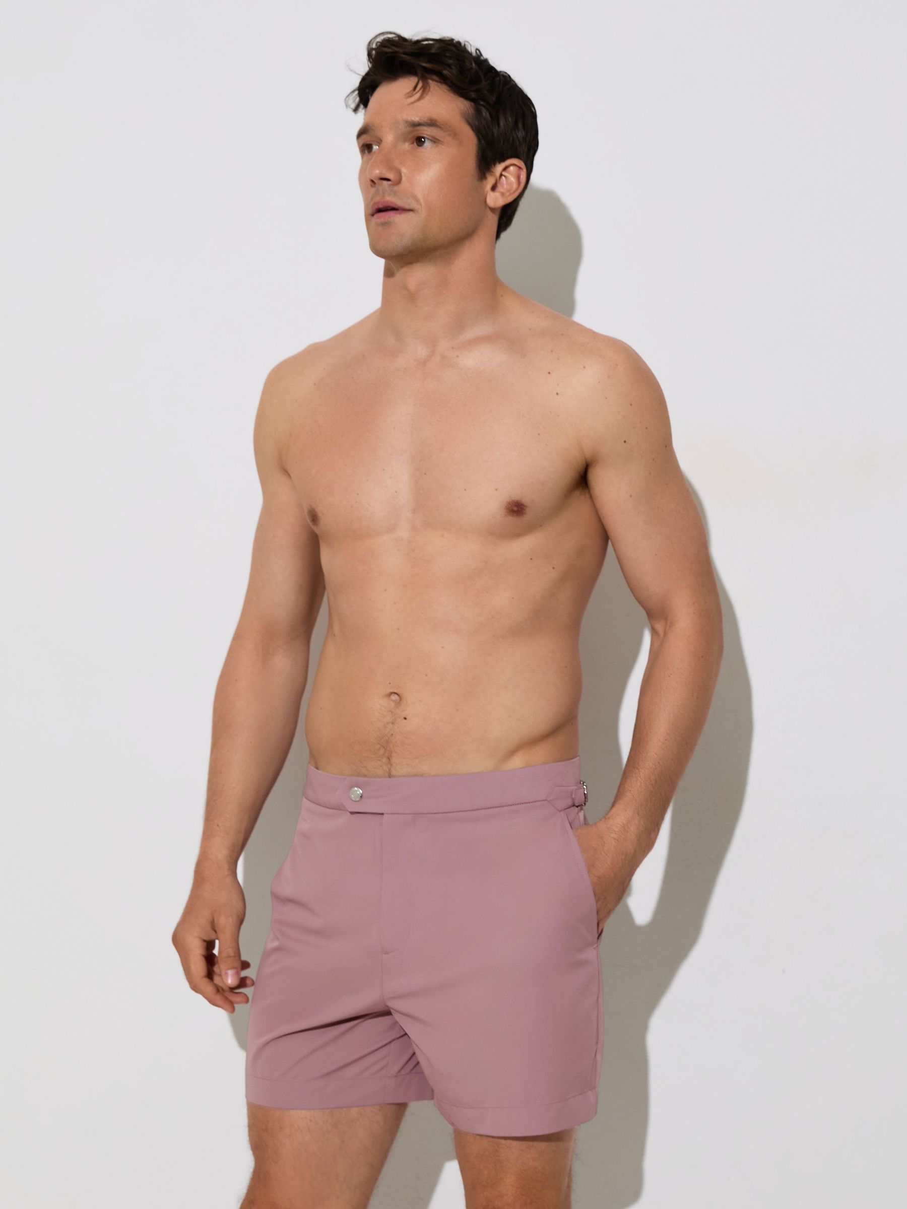 Side-Adjuster Swim Shorts in Lavender Pink - Image 4 of 5