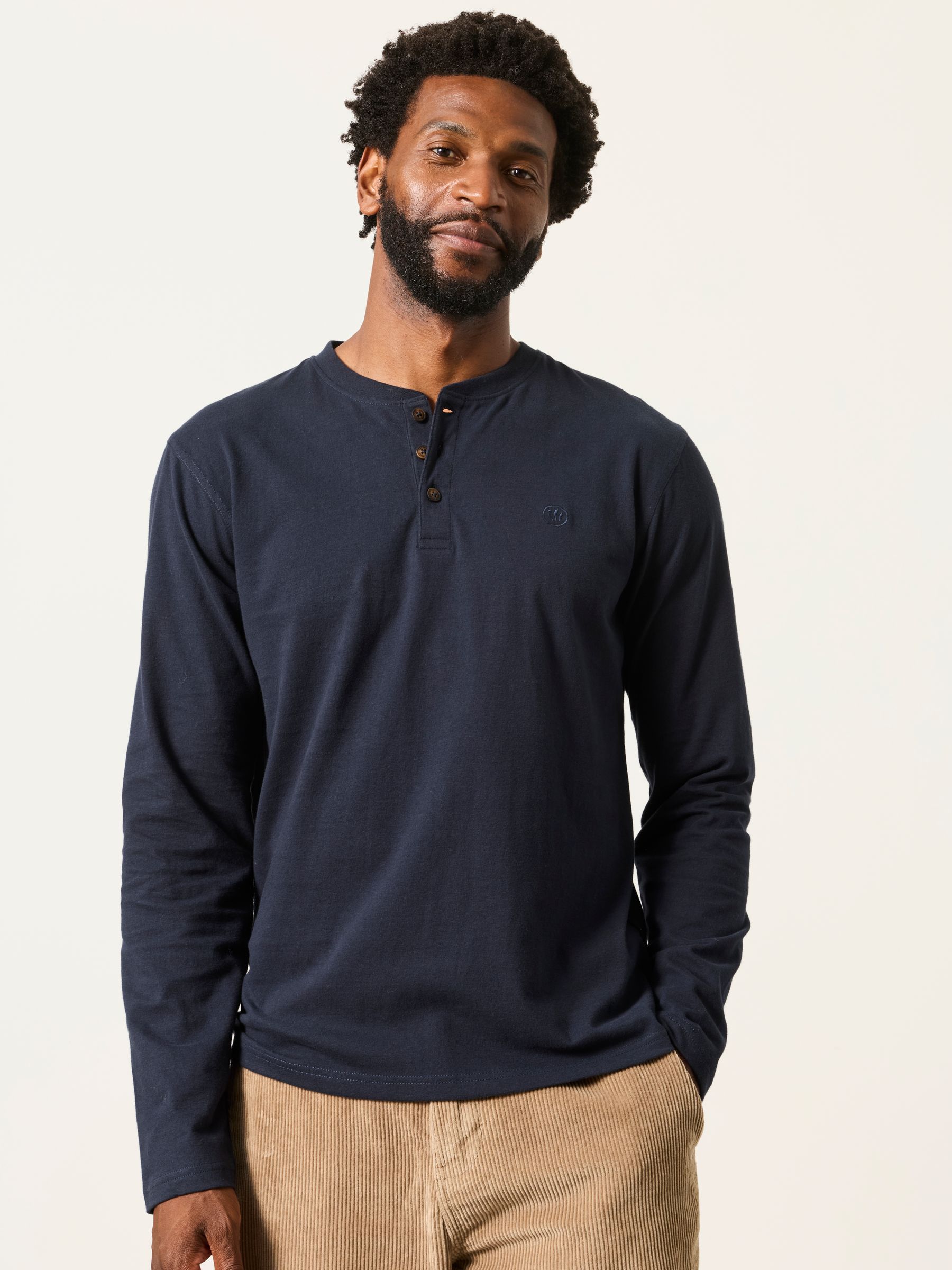 3 Pack Navy/Green/Burgundy Long Sleeve Henley T-Shirt - Image 2 of 8