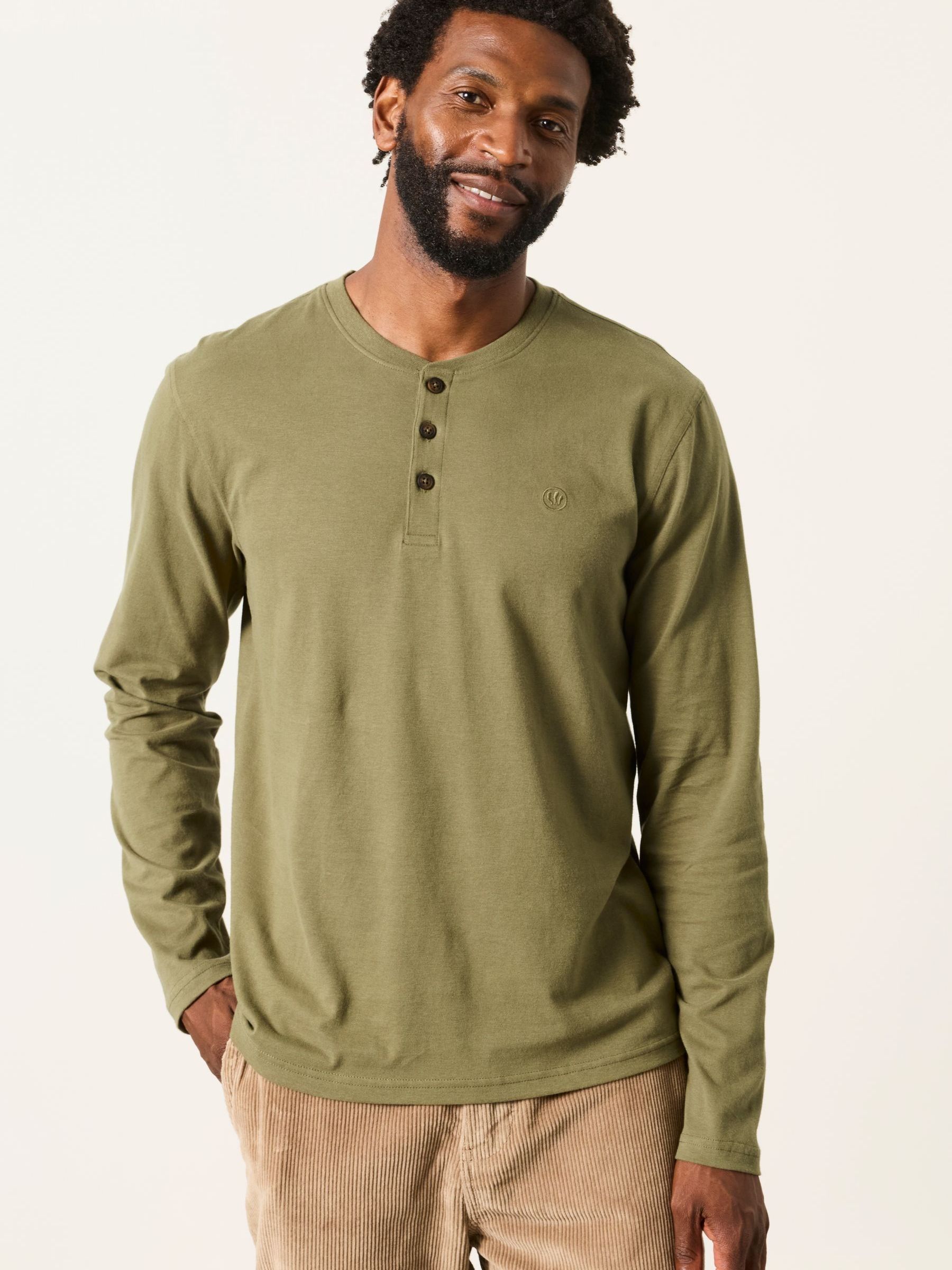 3 Pack Navy/Green/Burgundy Long Sleeve Henley T-Shirt - Image 4 of 8