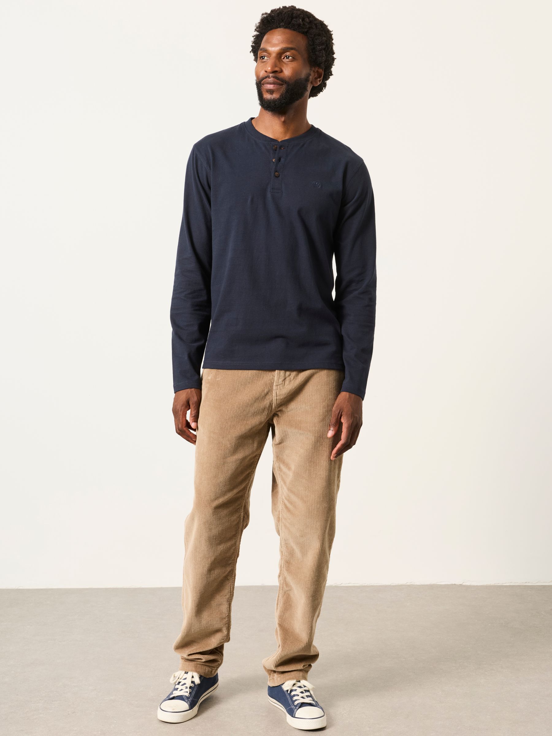 3 Pack Navy/Green/Burgundy Long Sleeve Henley T-Shirt - Image 5 of 8