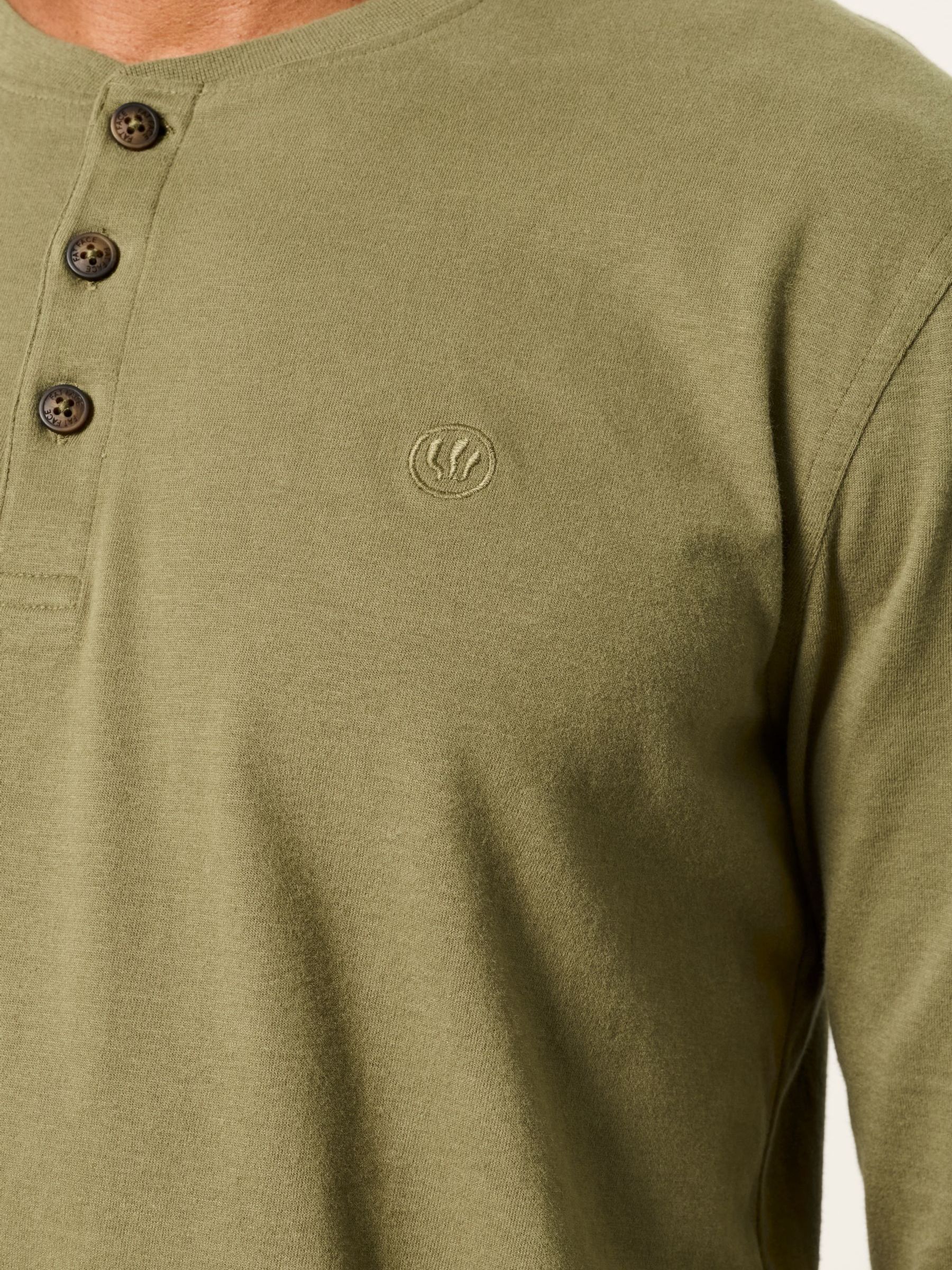 3 Pack Navy/Green/Burgundy Long Sleeve Henley T-Shirt - Image 6 of 8