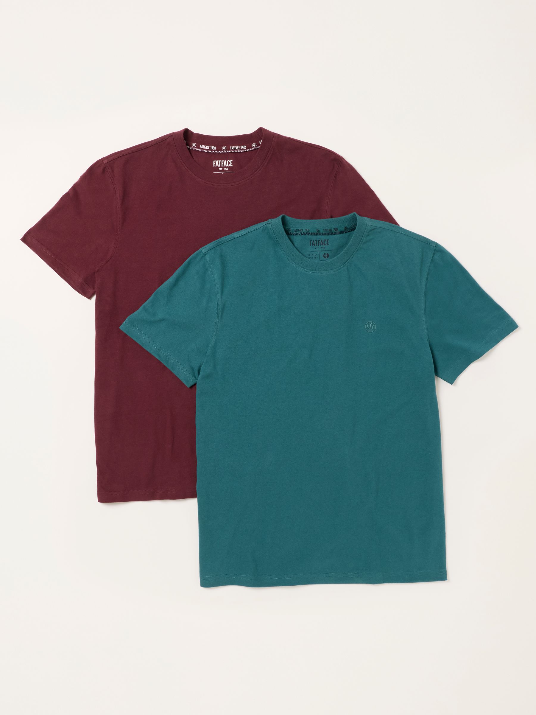 2 Pack Teal/Burgundy Short Sleeve T-Shirt - Image 1 of 7 2 Pack Teal/Burgundy Short Sleeve T-Shirt - Image 1 of 7