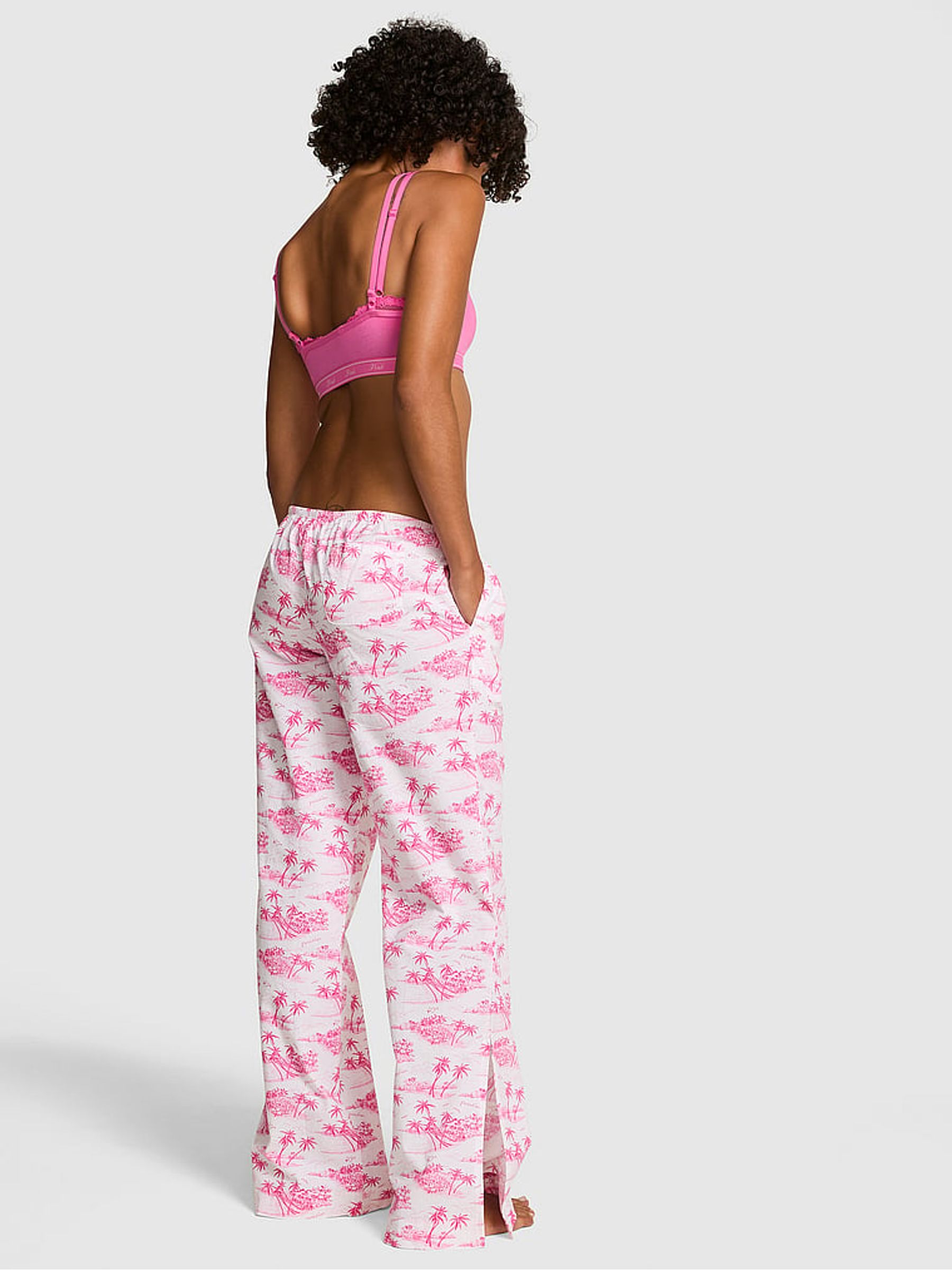 Pink Toile Print Long Split Leg Pyjama Bottoms - Image 2 of 2