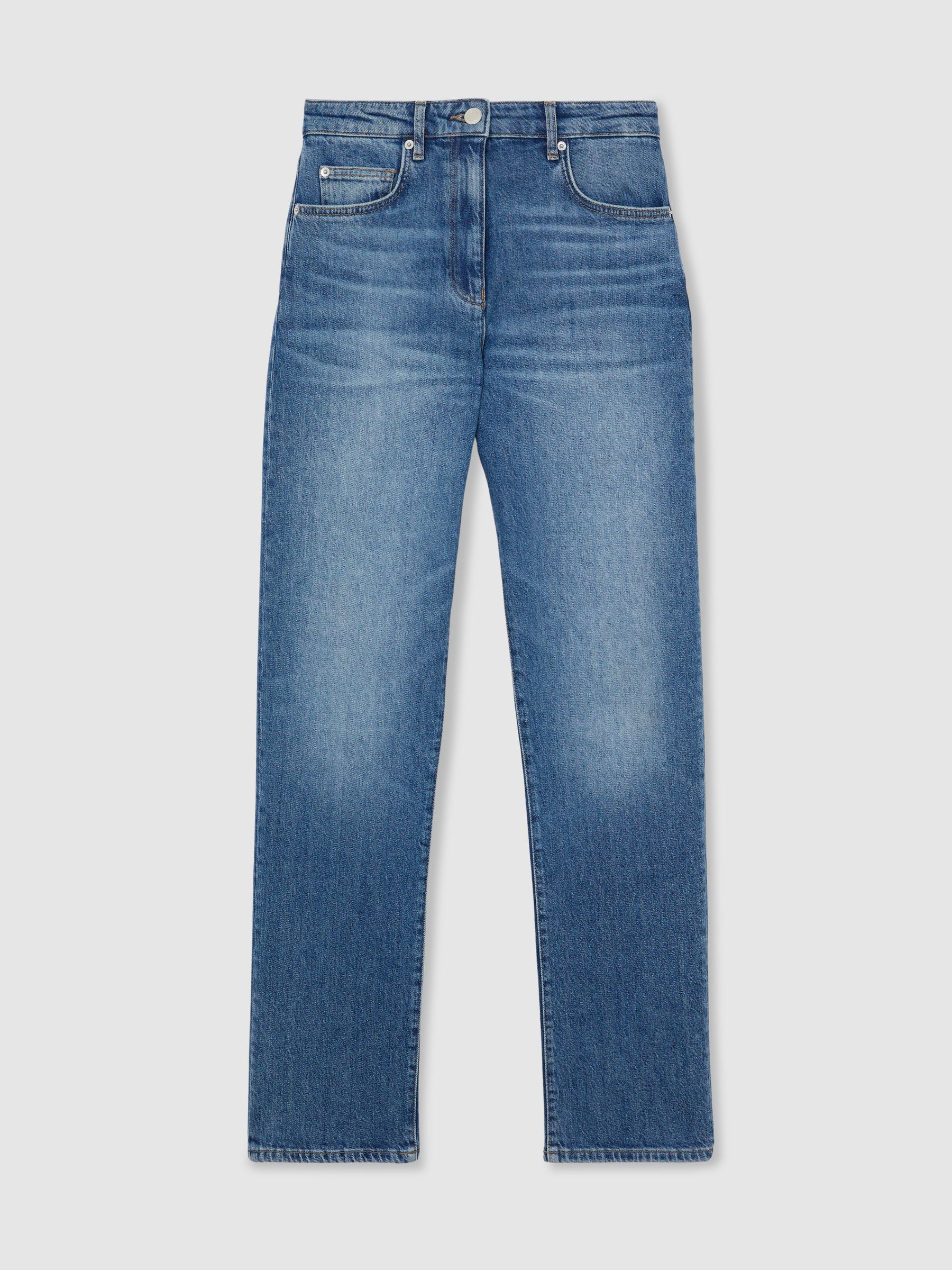 Petite Slim Straight-Leg Jeans in Mid Blue - Image 2 of 10