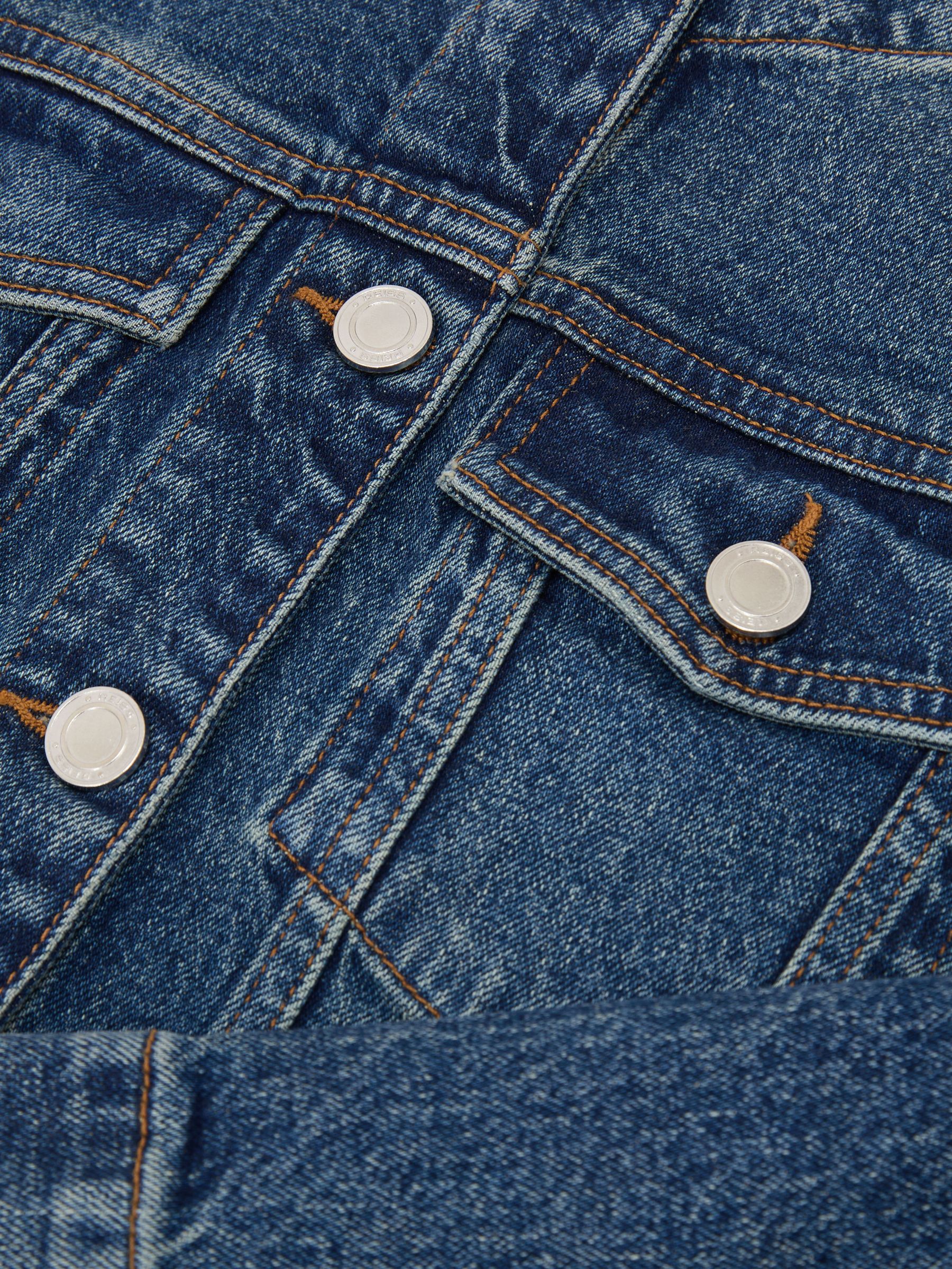 Collarless Cropped Jacket in Mid Blue - image 3