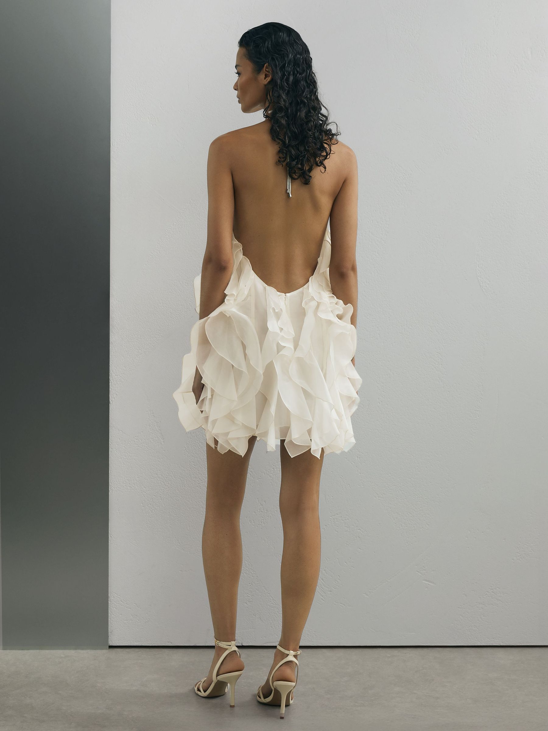 Atelier Off White Silk-Organza Ruffle Mini Dress in Off White - Image 4 of 8
