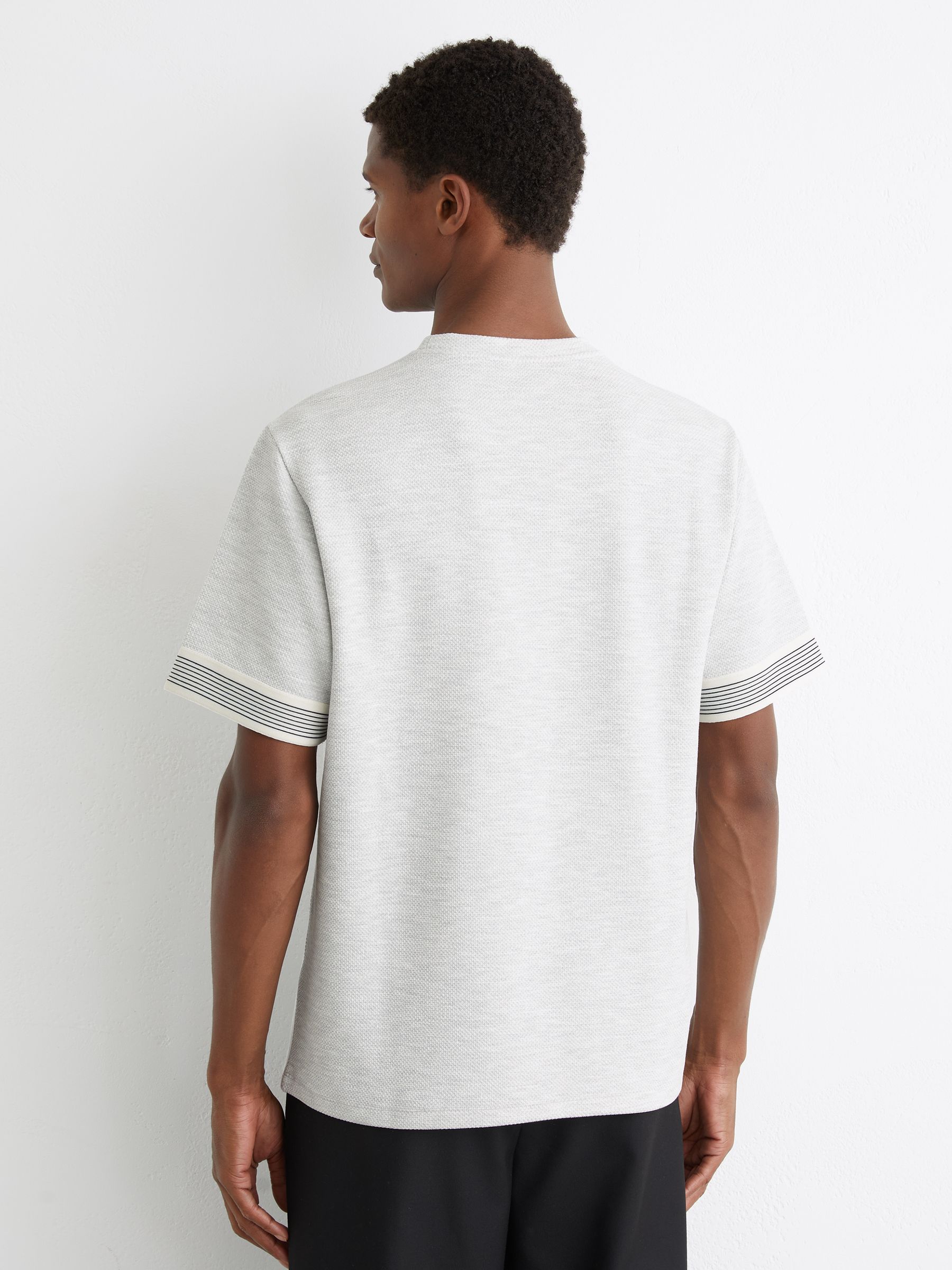 Textured Tape-Cuff Modern-Fit T-Shirt in Grey Melange - image 5