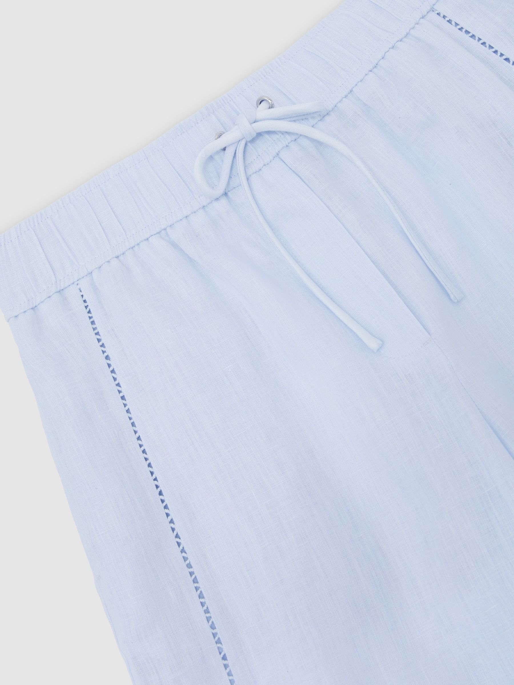 Petite Linen Ladder-Embroidery Wide-Leg Trousers in Silver Blue - image 3