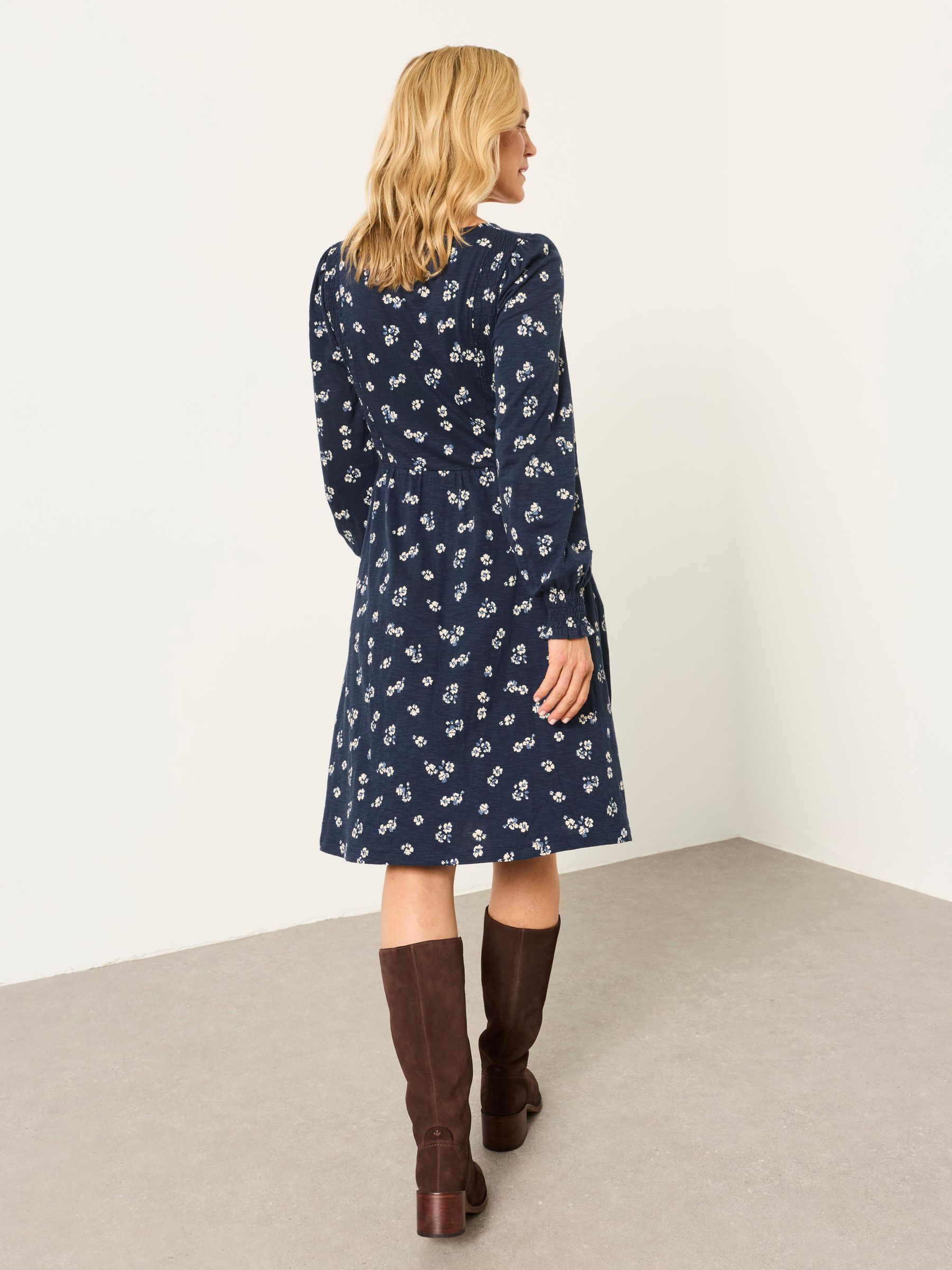 Sophie Navy Ditsy Floral Petite Jersey Dress - Image 3 of 6