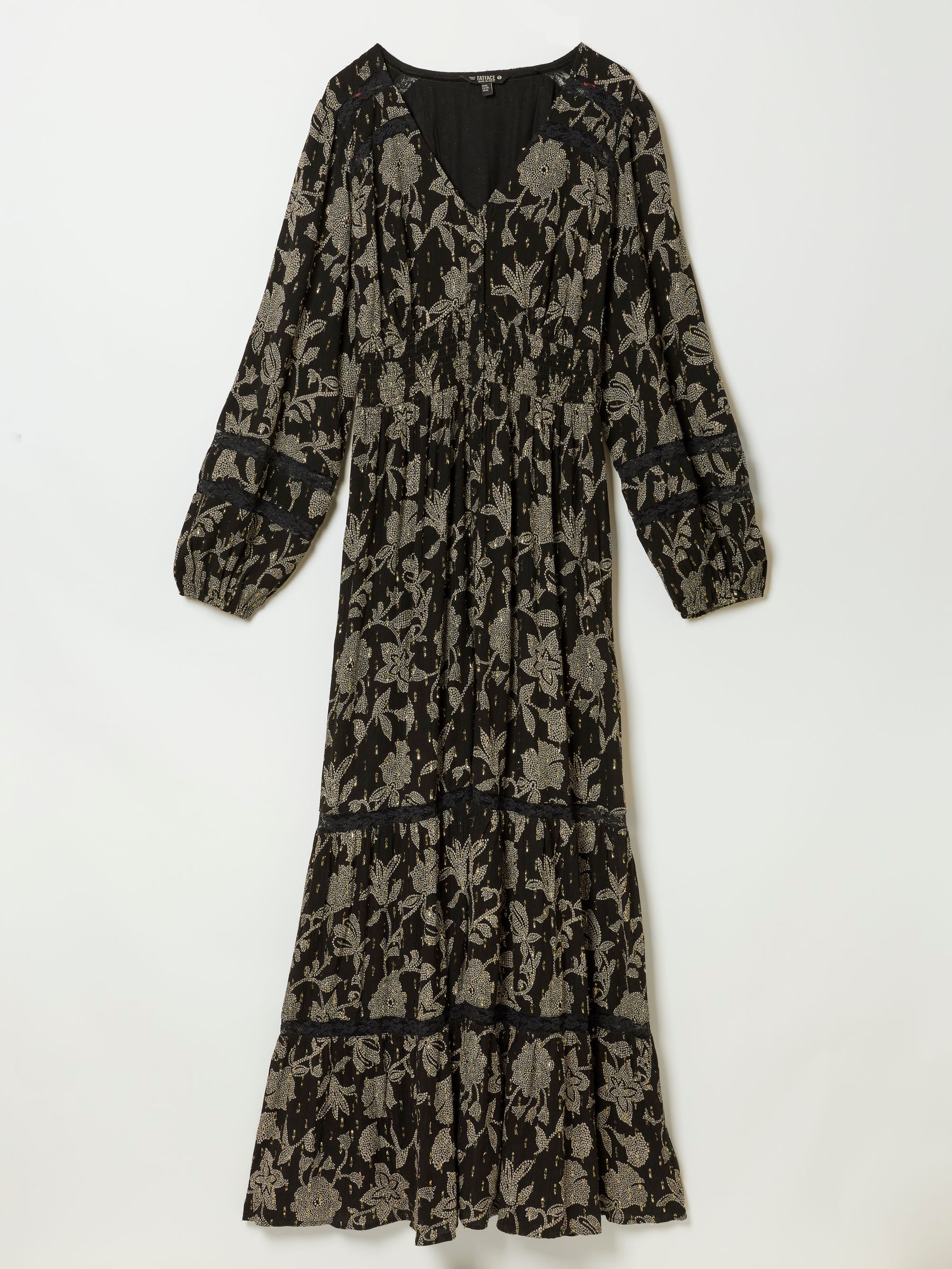 Eden Black Dot Floral Petite Jacquard Maxi Dress - Image 5 of 5