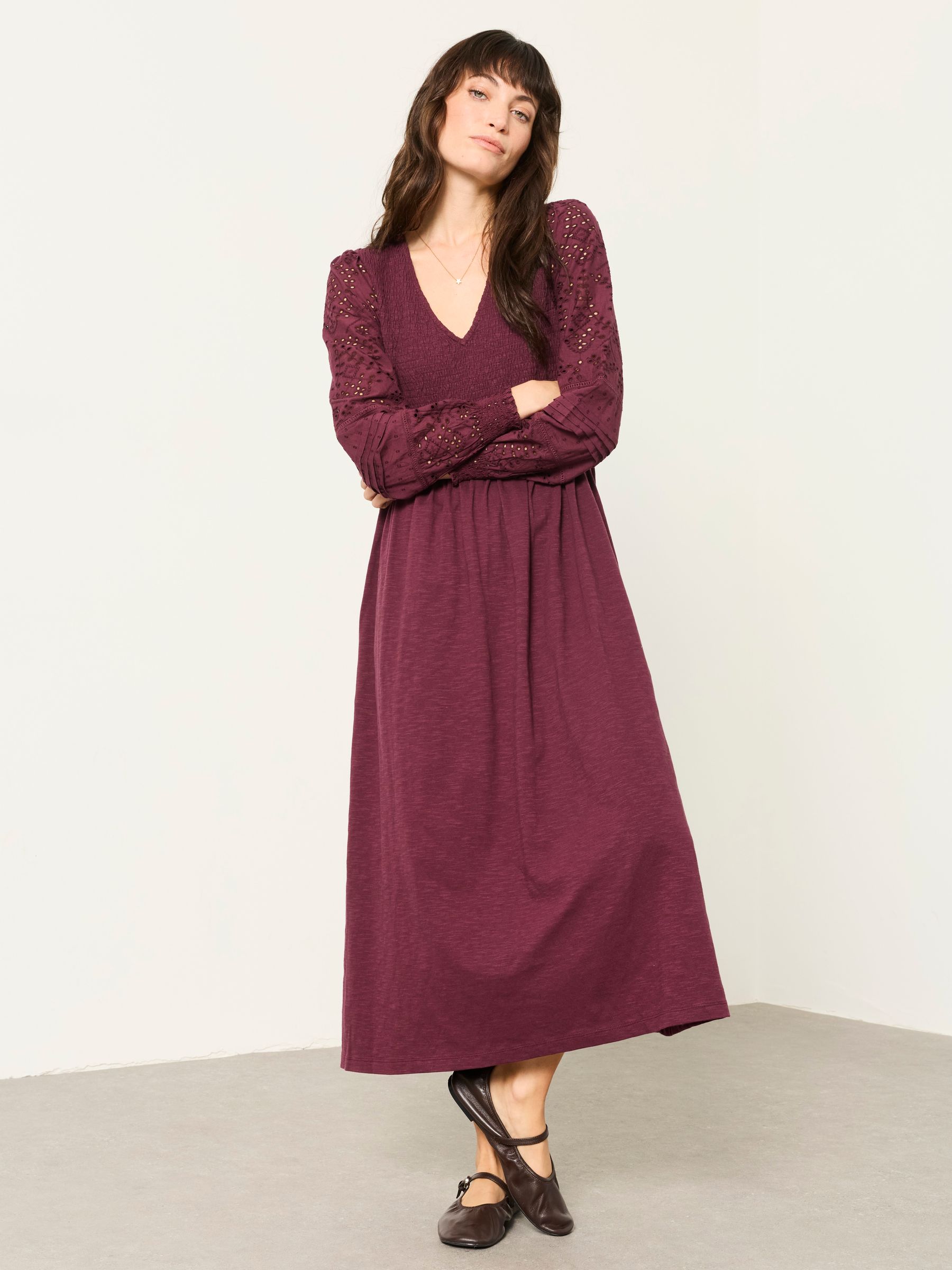 Demi Dark Purple Petite Midi Jersey Dress - Image 1 of 5