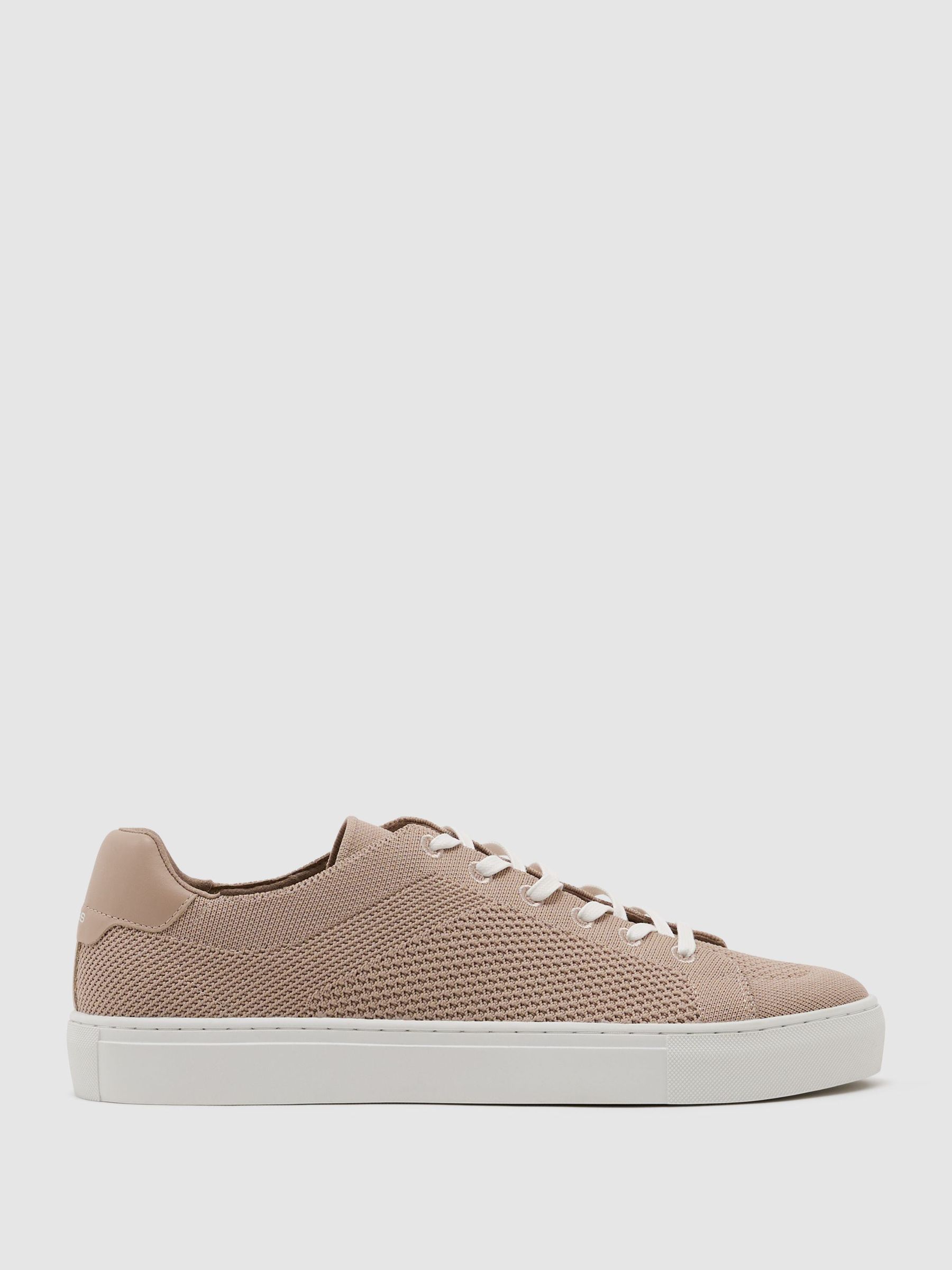 Knitted Low-Top Trainers in Light Taupe Brown - Image 2 of 5