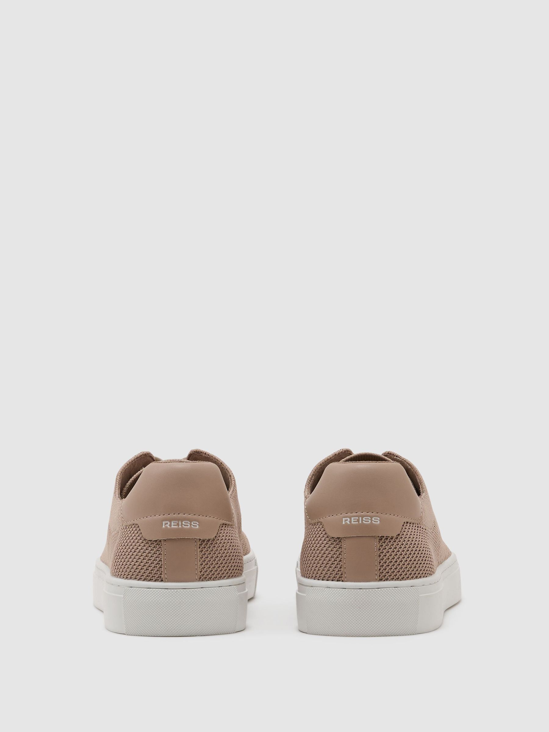 Knitted Low-Top Trainers in Light Taupe Brown - Image 4 of 5