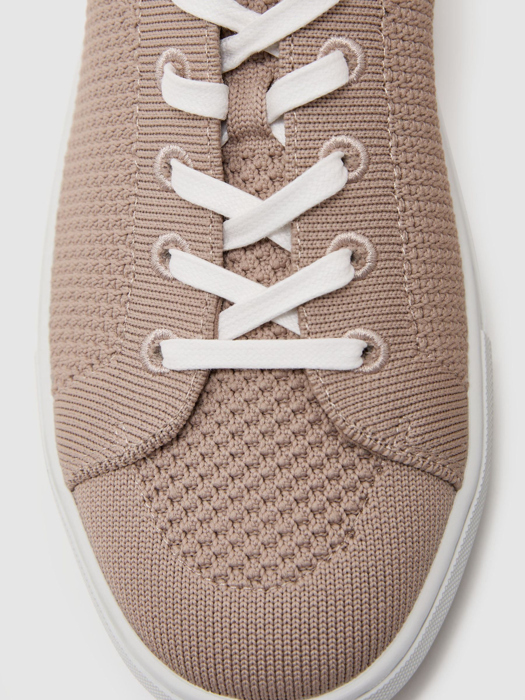 Knitted Low-Top Trainers in Light Taupe Brown - Image 5 of 5