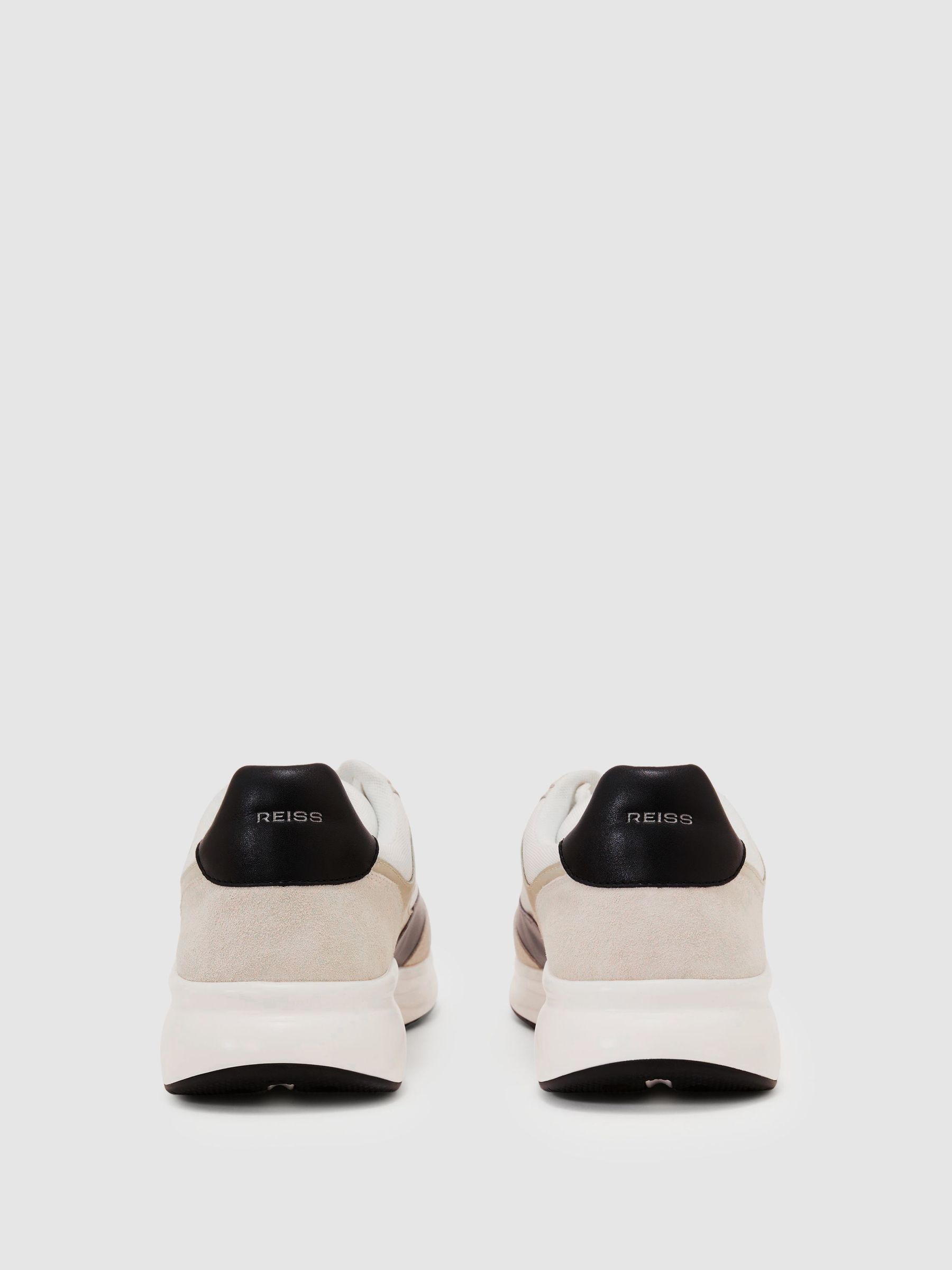 Suede-Trim Runner Trainers in White/Light Grey - Image 3 of 4