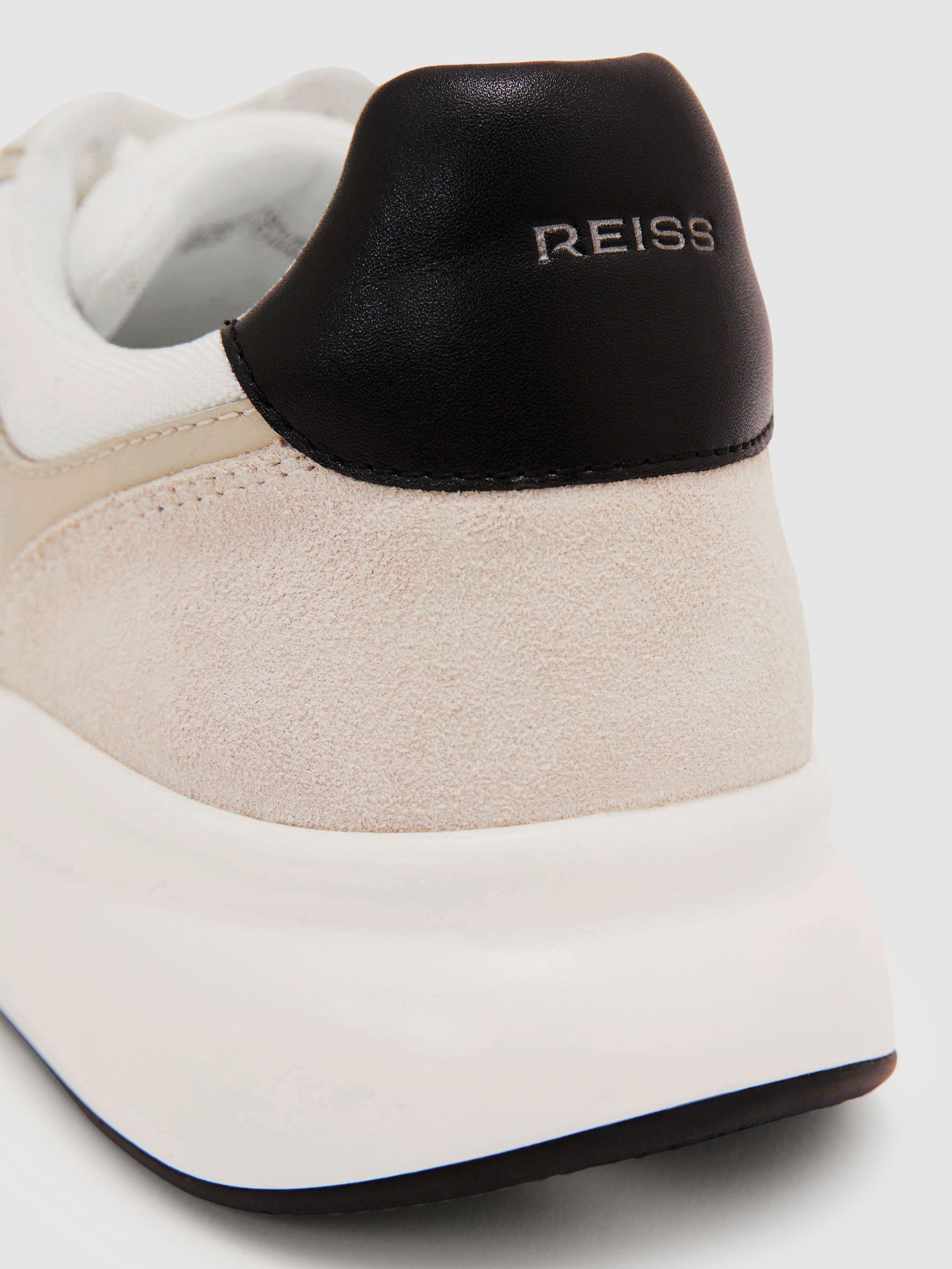 Suede-Trim Runner Trainers in White/Light Grey - Image 4 of 4