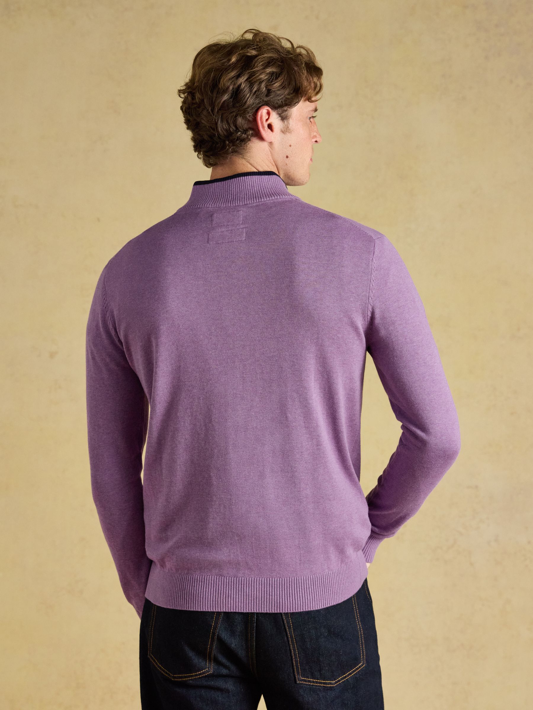 Hillside Heather Purple Quarter Zip Knitted Jumper - Image 2 of 6 Hillside Heather Purple Quarter Zip Knitted Jumper - Image 2 of 6