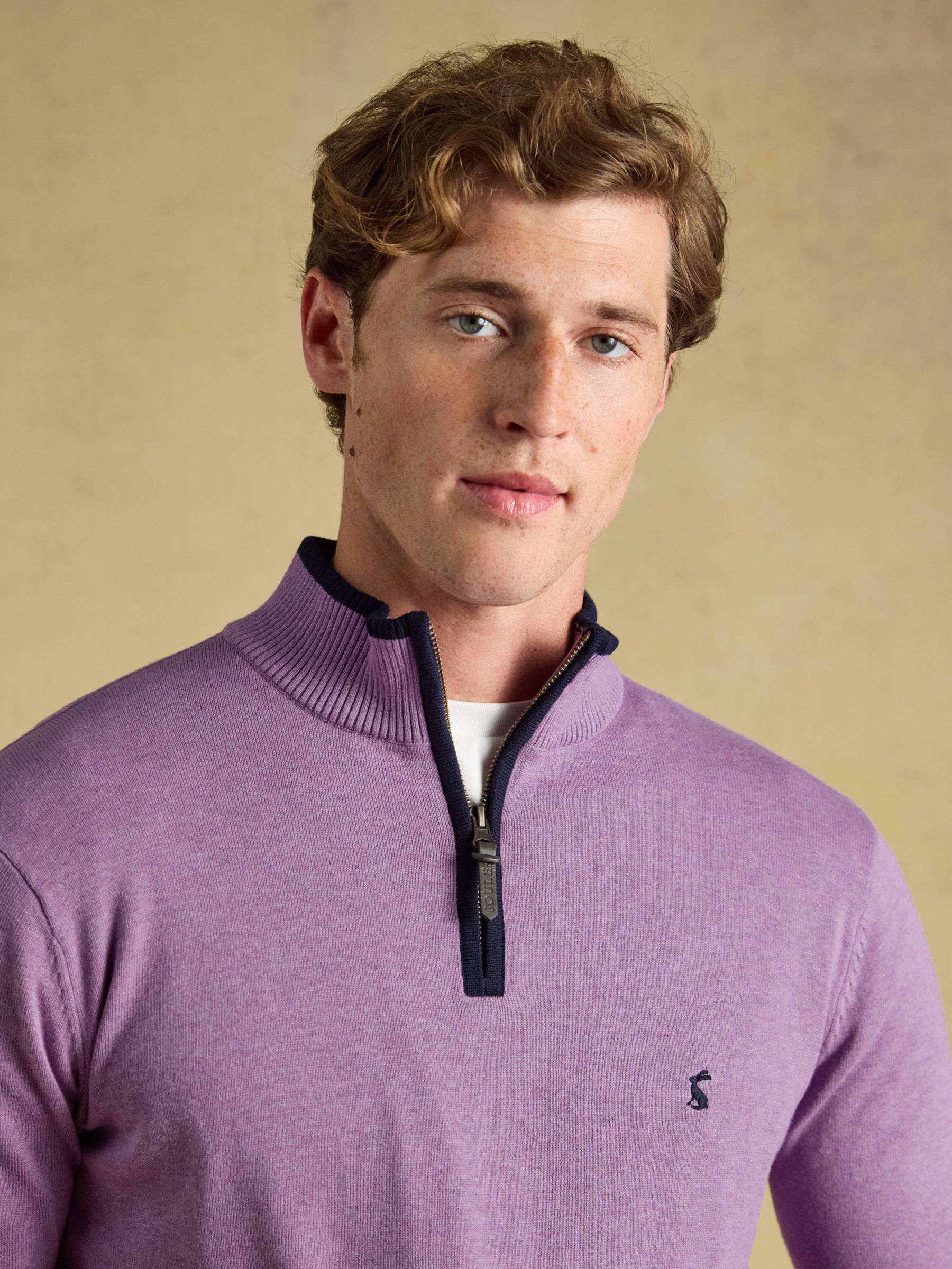 Hillside Heather Purple Quarter Zip Knitted Jumper - Image 5 of 6