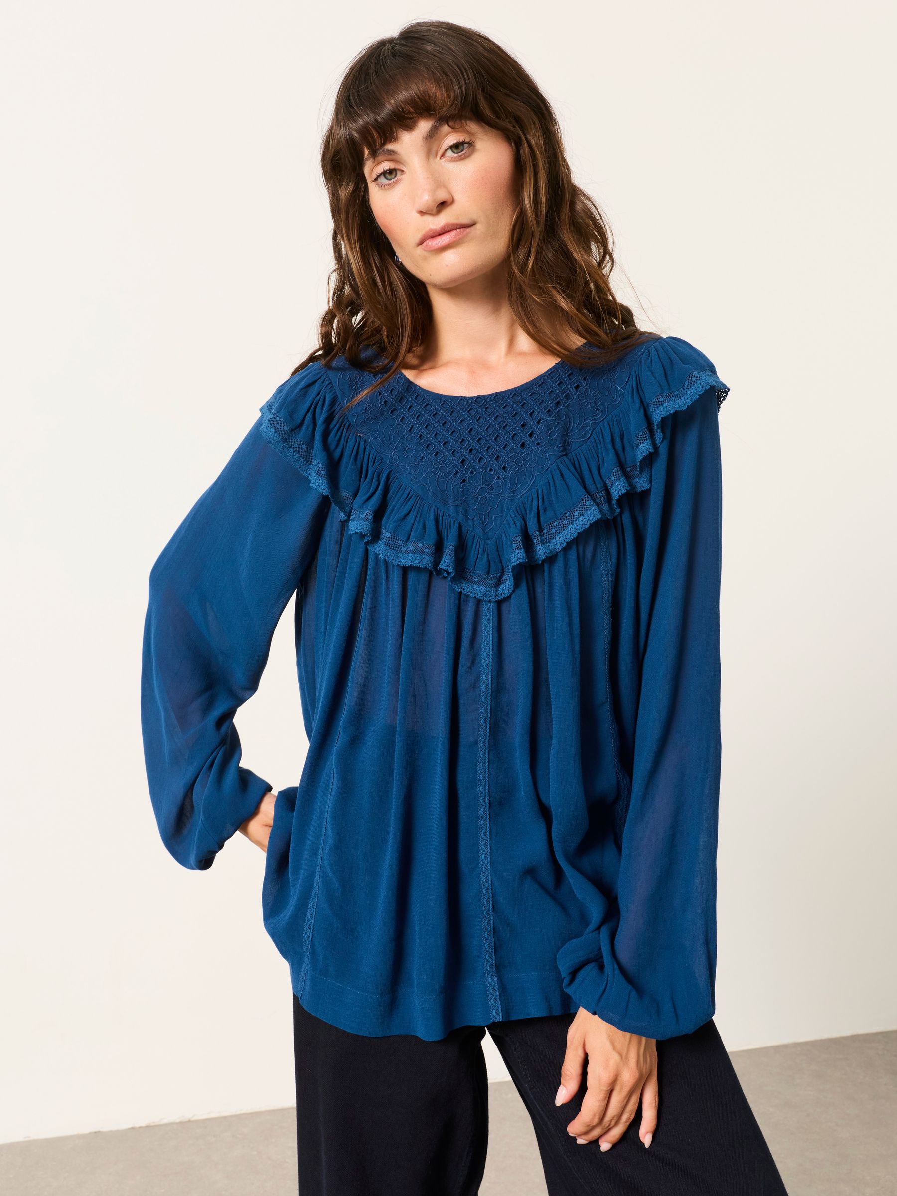 Ginny Teal Blue Petite Blouse - Image 1 of 6