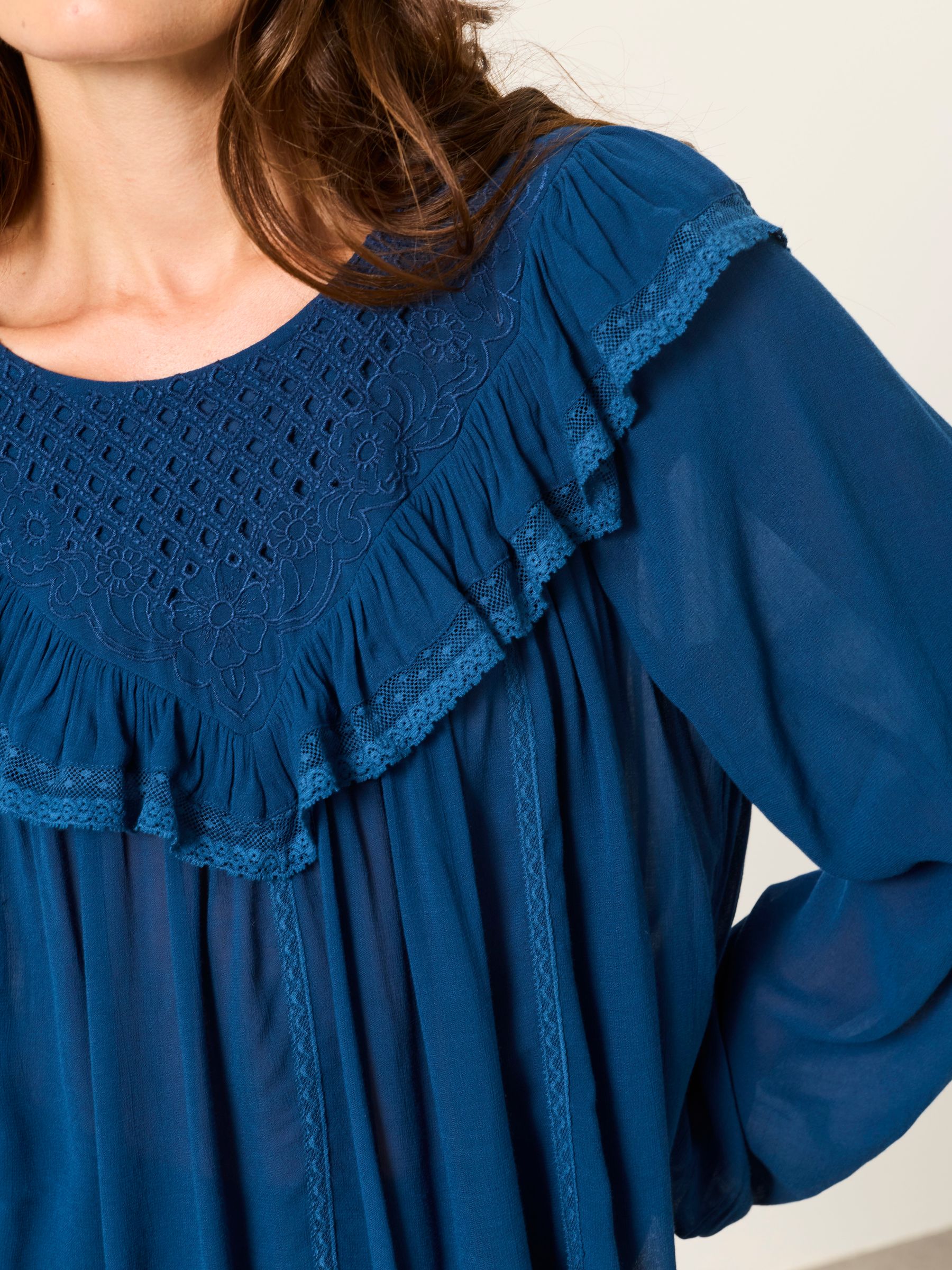 Ginny Teal Blue Petite Blouse - Image 3 of 6