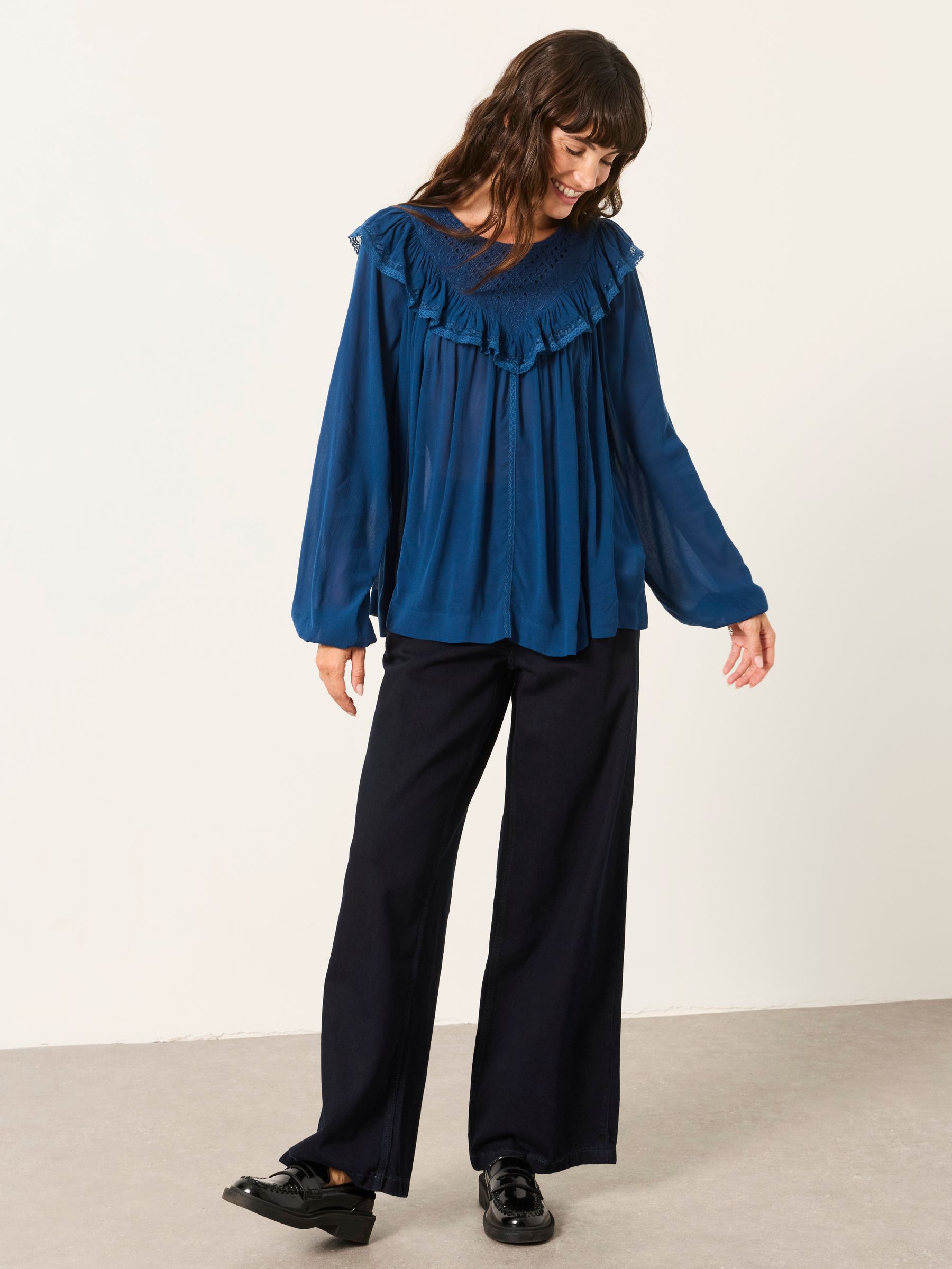 Ginny Teal Blue Petite Blouse - Image 4 of 6