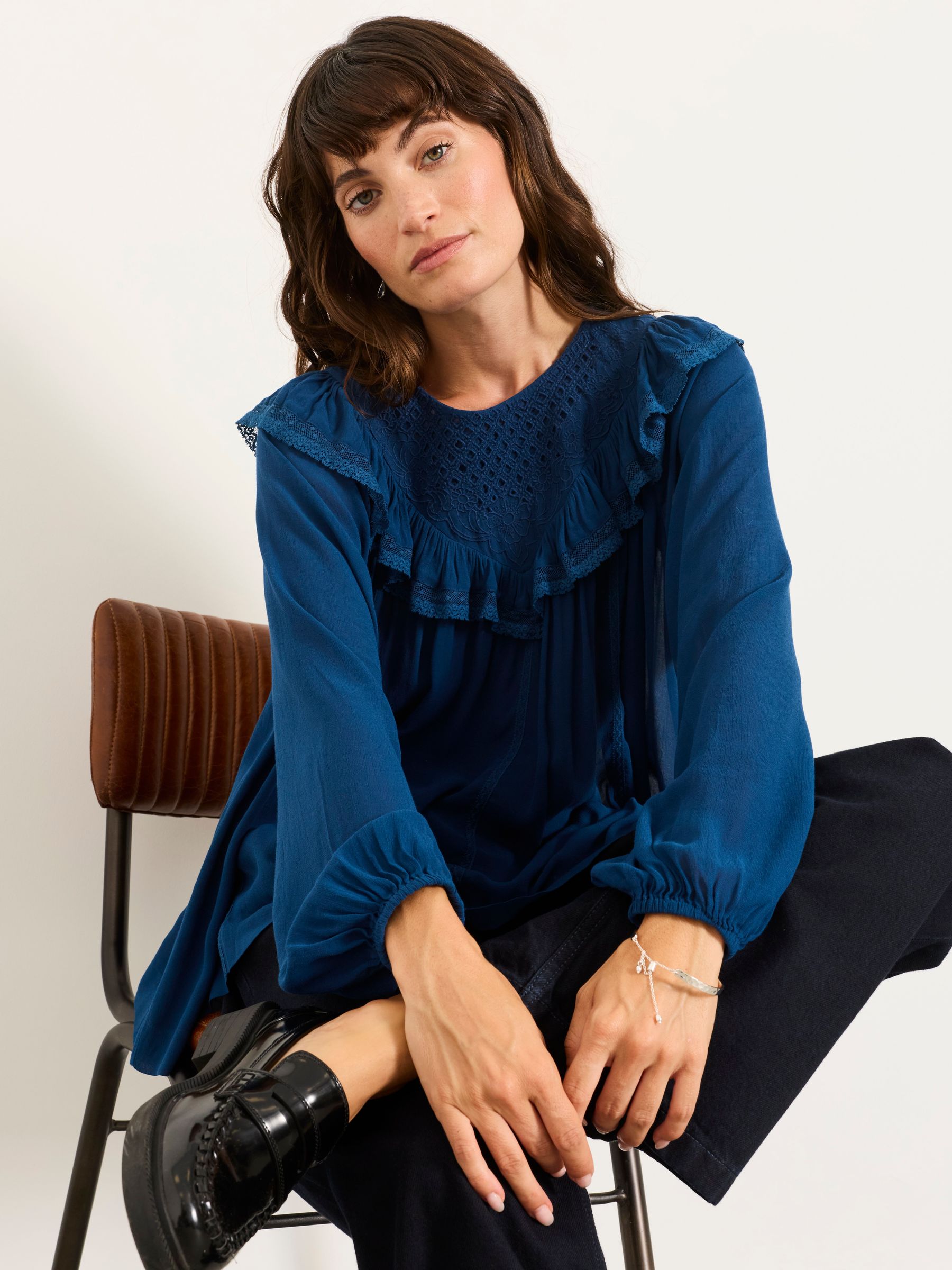 Ginny Teal Blue Petite Blouse - Image 5 of 6