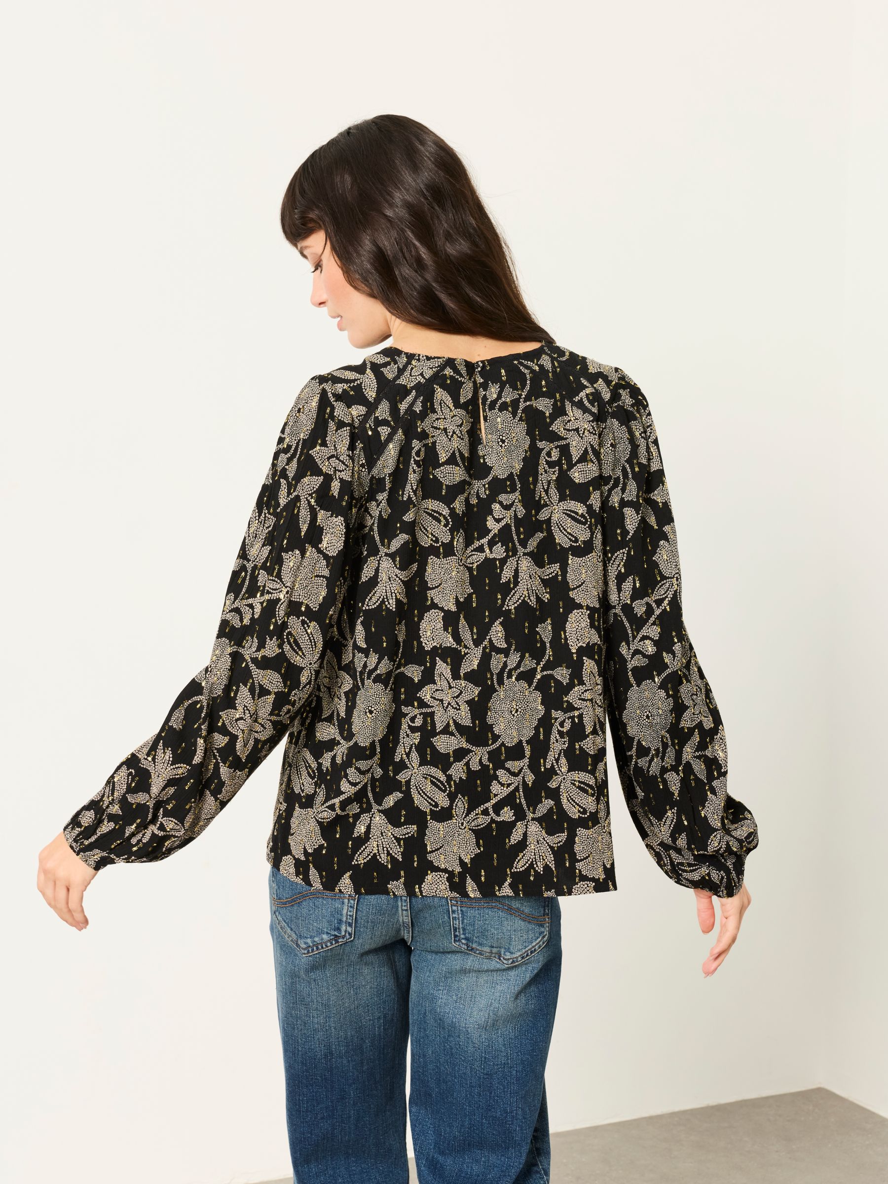 Sofia Black Dot Floral Petite Embroidered Blouse - Image 2 of 6 Sofia Black Dot Floral Petite Embroidered Blouse - Image 2 of 6