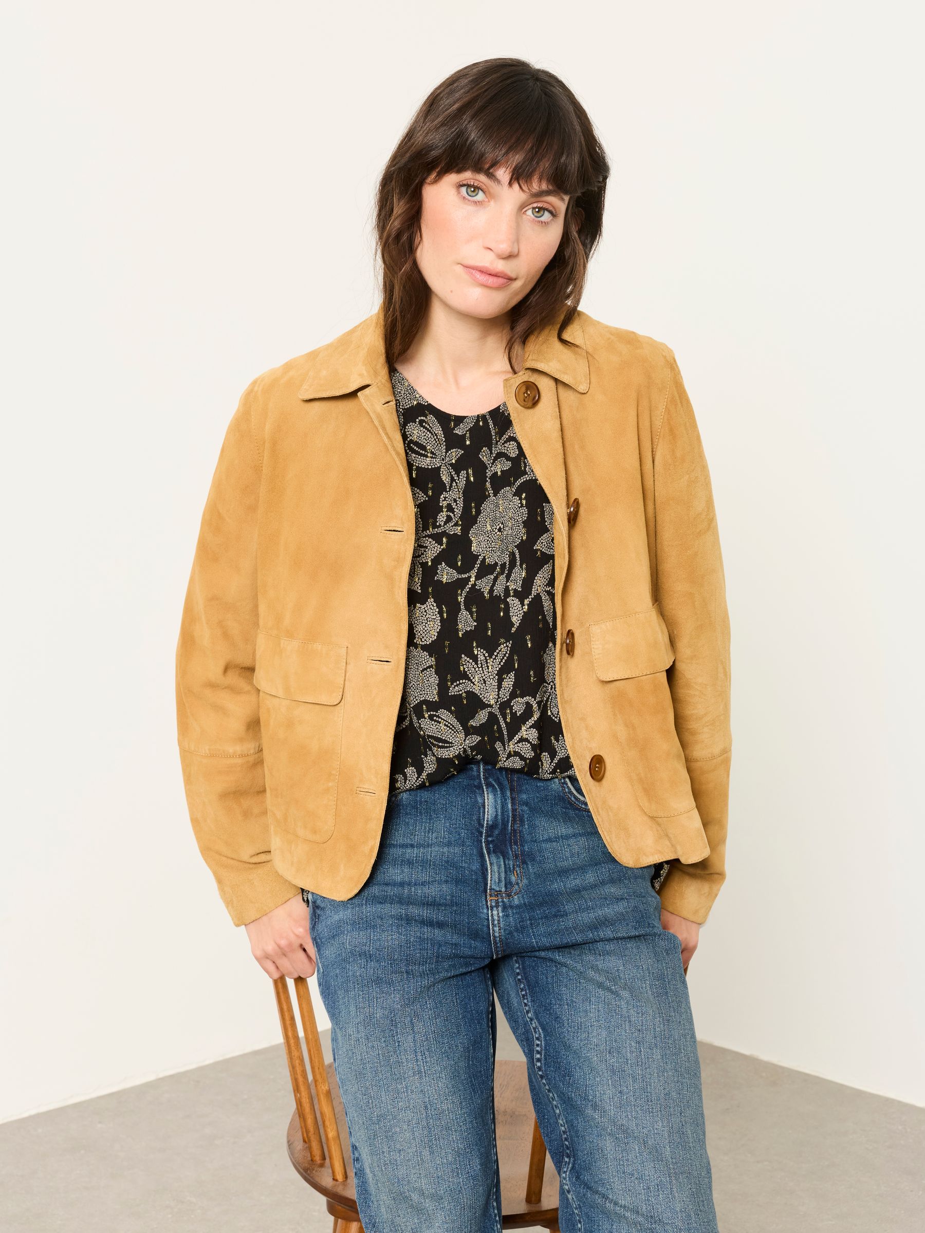 Sofia Black Dot Floral Petite Embroidered Blouse - Image 5 of 6