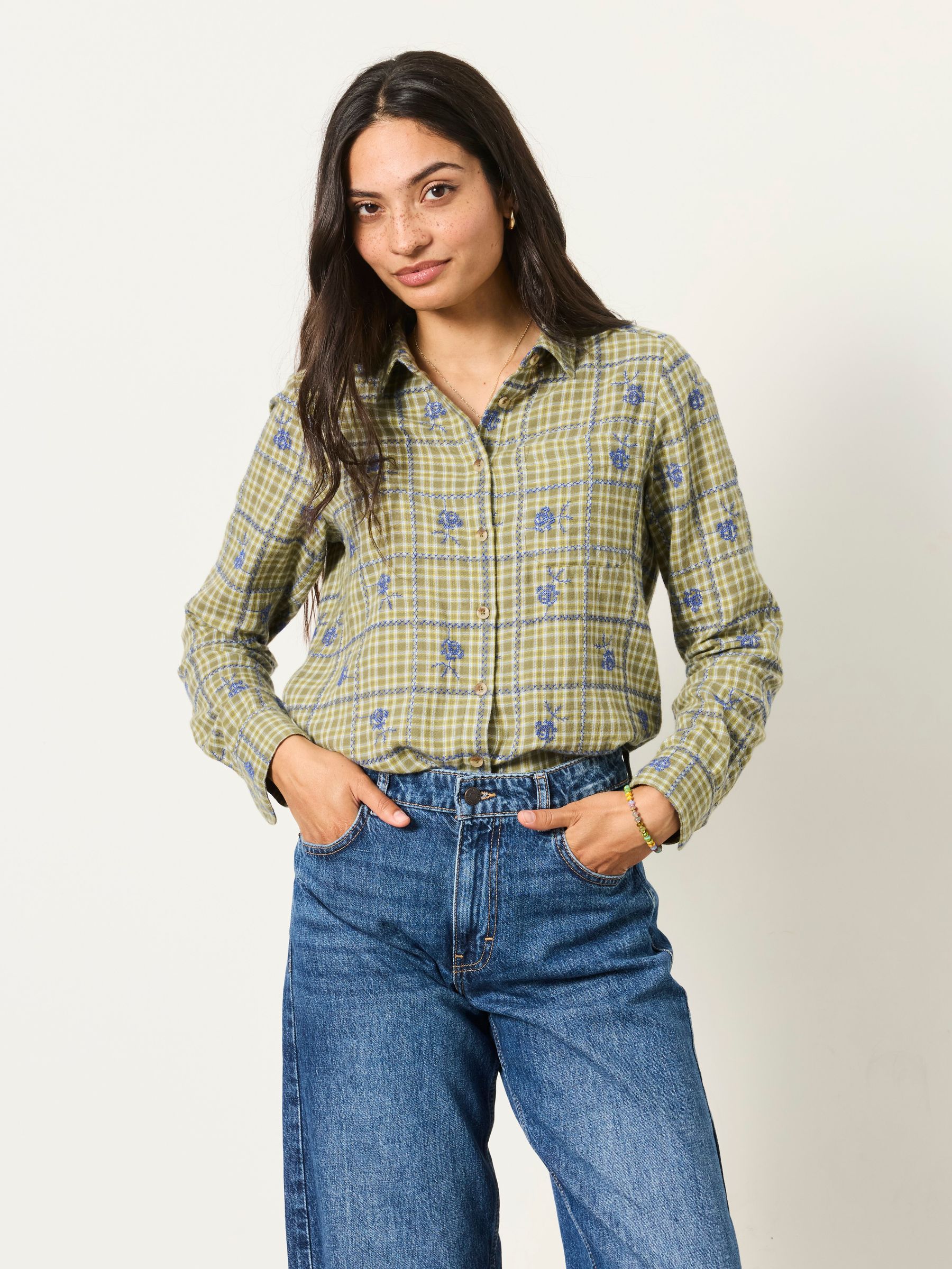 Olivia Green Petite Embroidered Shirt - Image 4 of 5