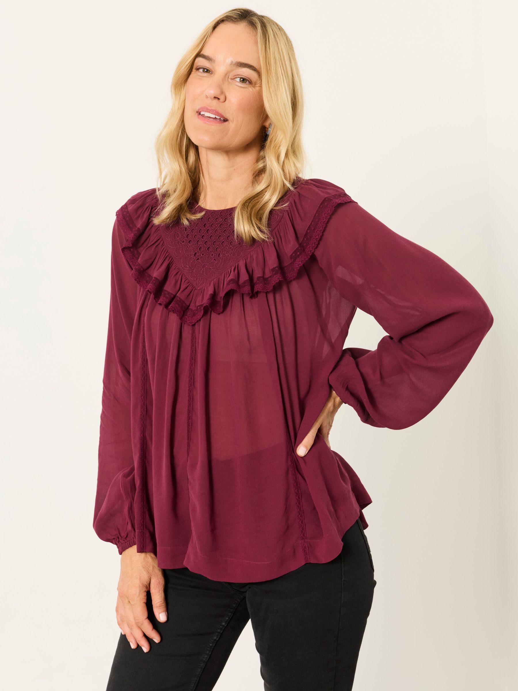 Ginny Dark Purple Petite Blouse - Image 1 of 5