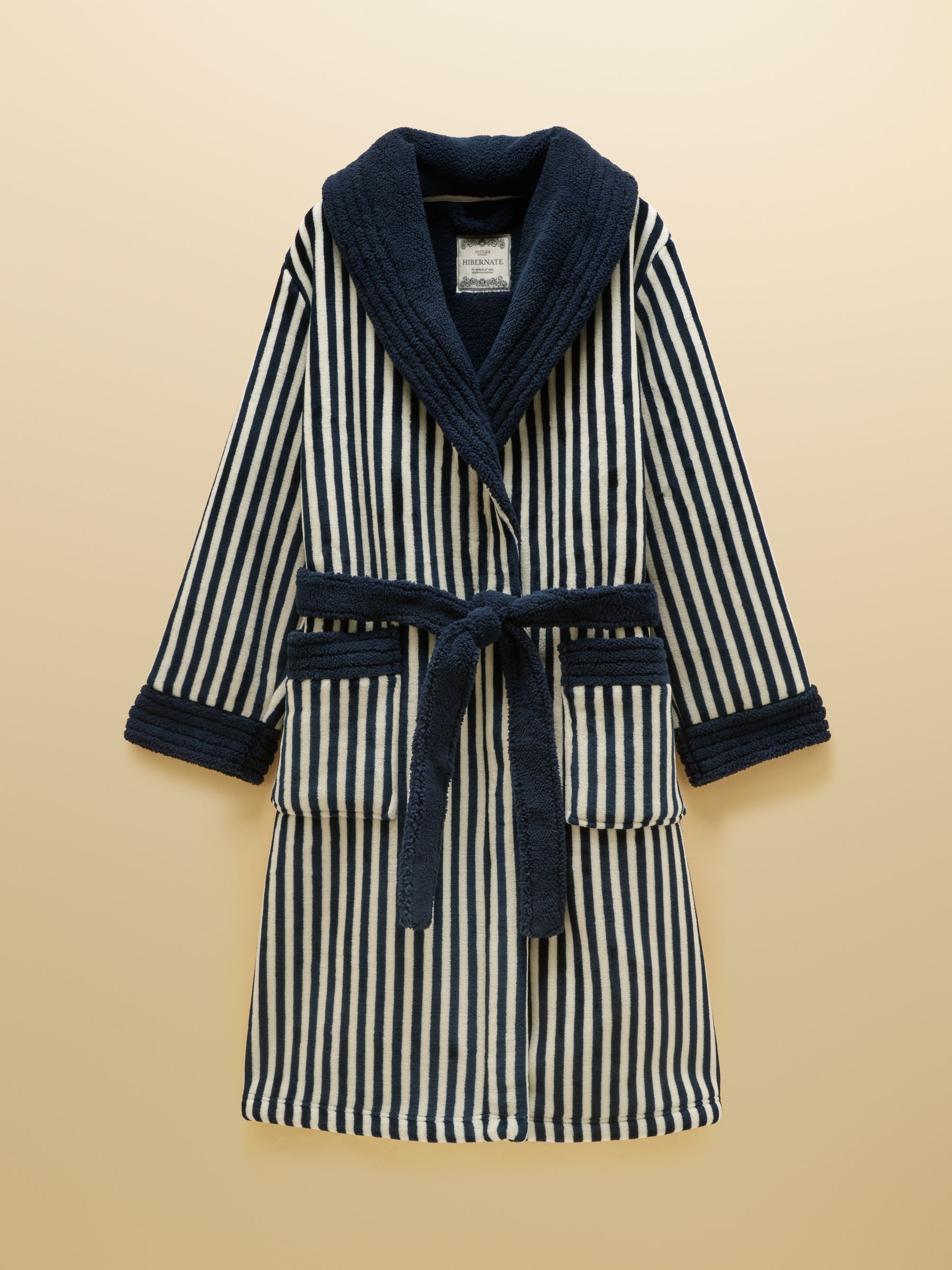 Navy & White Fluffy Fleece Dressing Gown - Image 6 of 6 Navy & White Fluffy Fleece Dressing Gown - Image 6 of 6