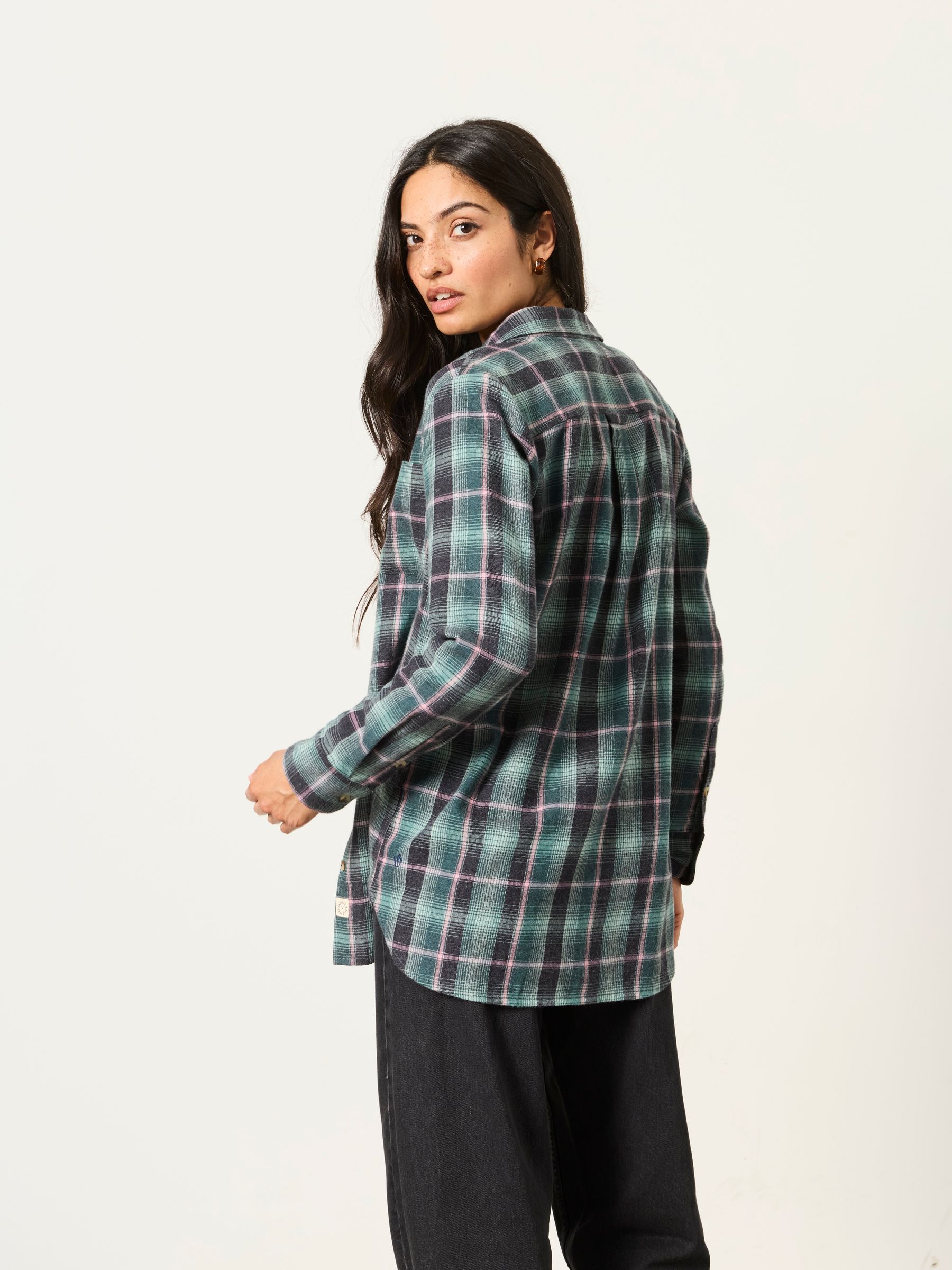 Olivia Teal Blue Petite Check Shirt - Image 2 of 6 Olivia Teal Blue Petite Check Shirt - Image 2 of 6