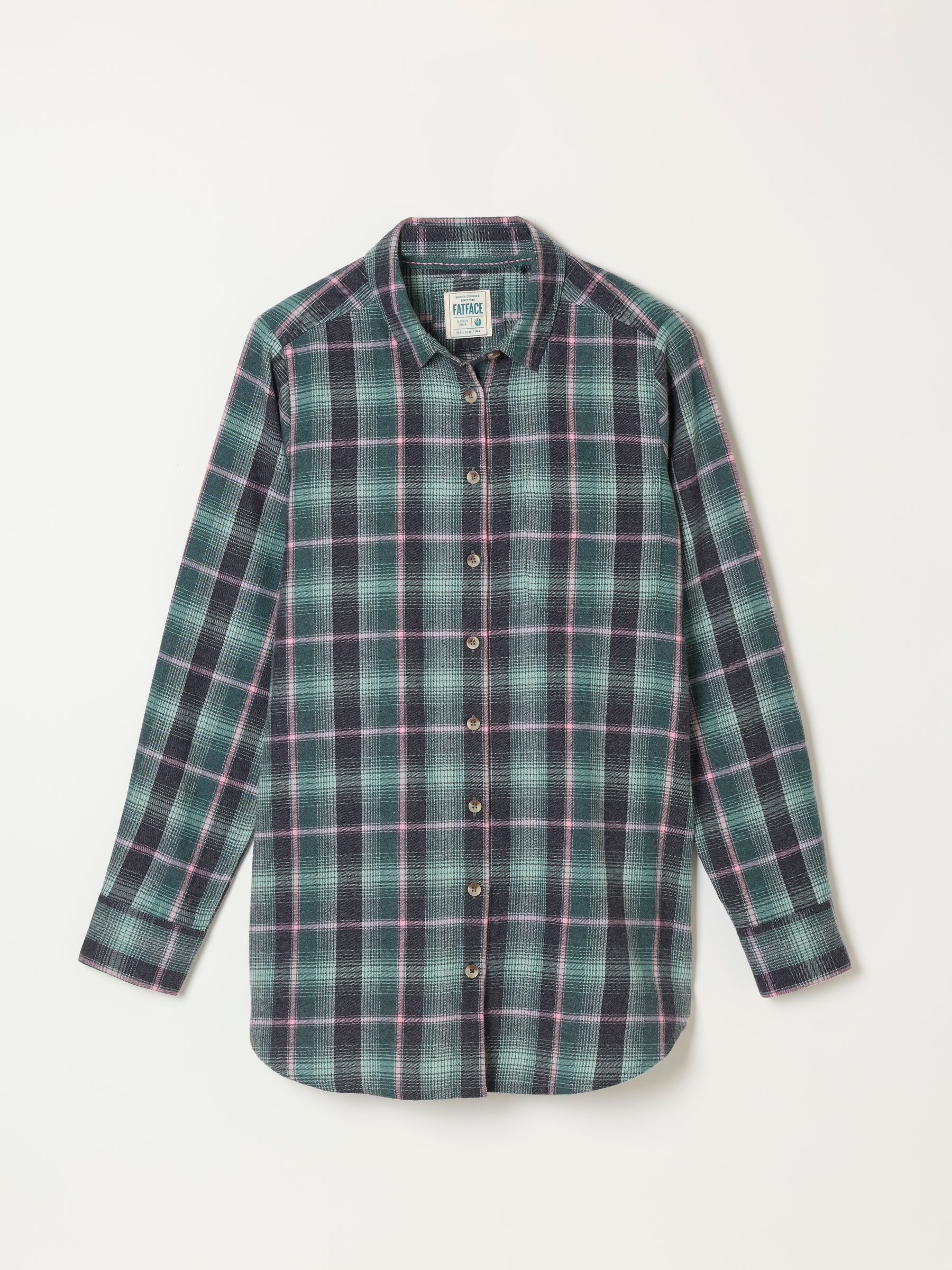 Olivia Teal Blue Petite Check Shirt - Image 7 of 7