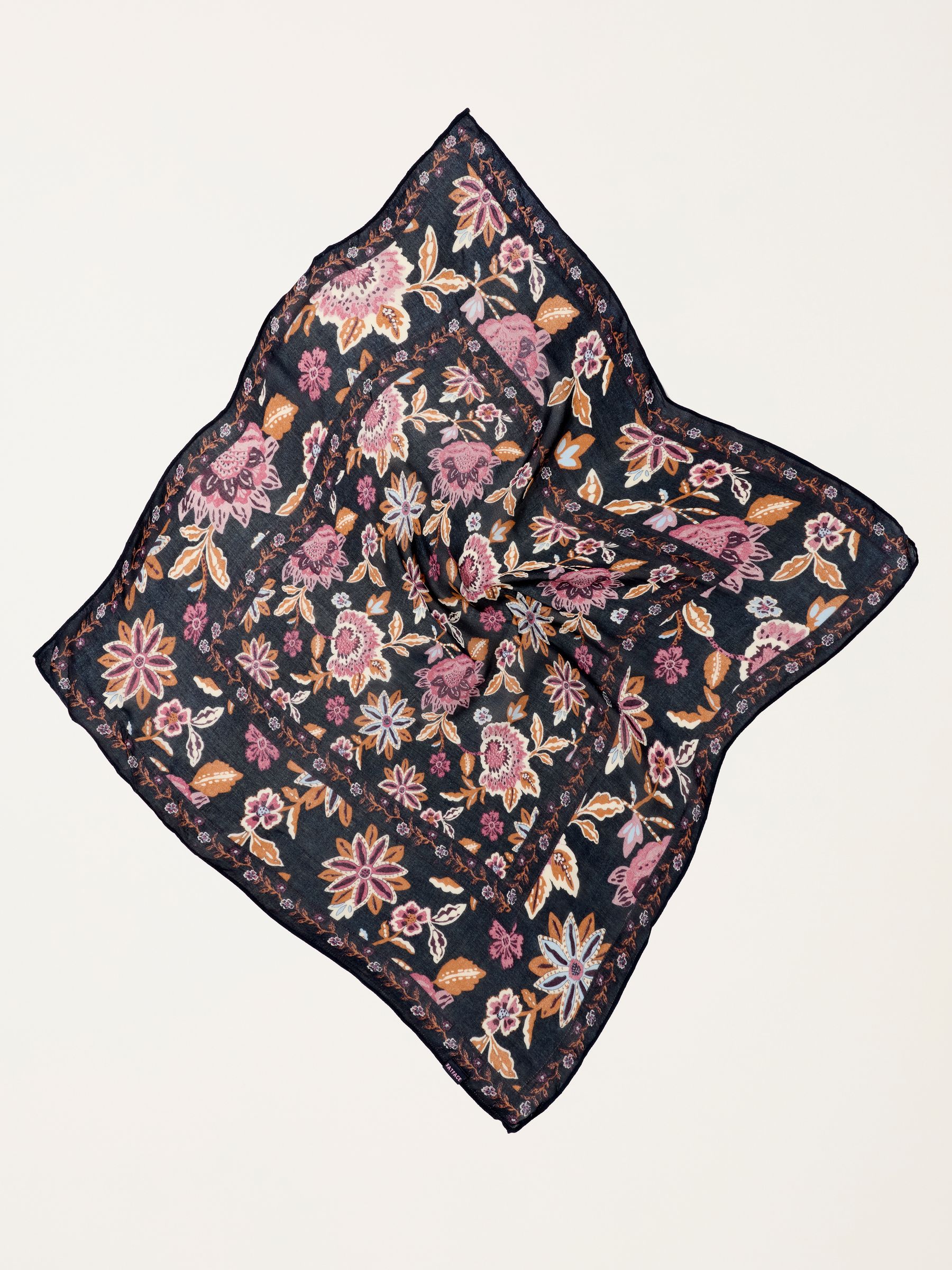 Navy Vintage Floral Printed Square Scarf - Image 2 of 3