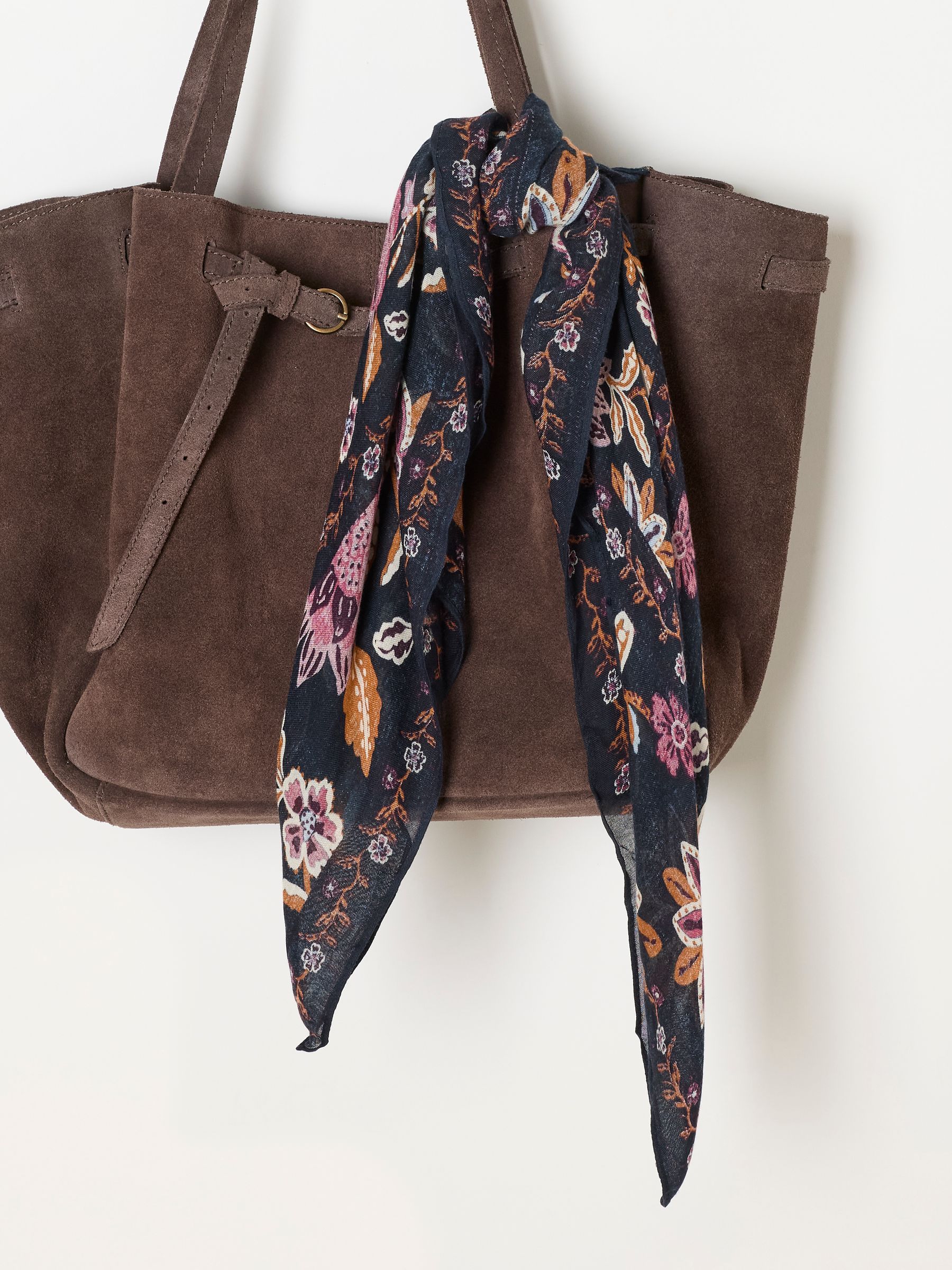 Navy Vintage Floral Printed Square Scarf - Image 3 of 3