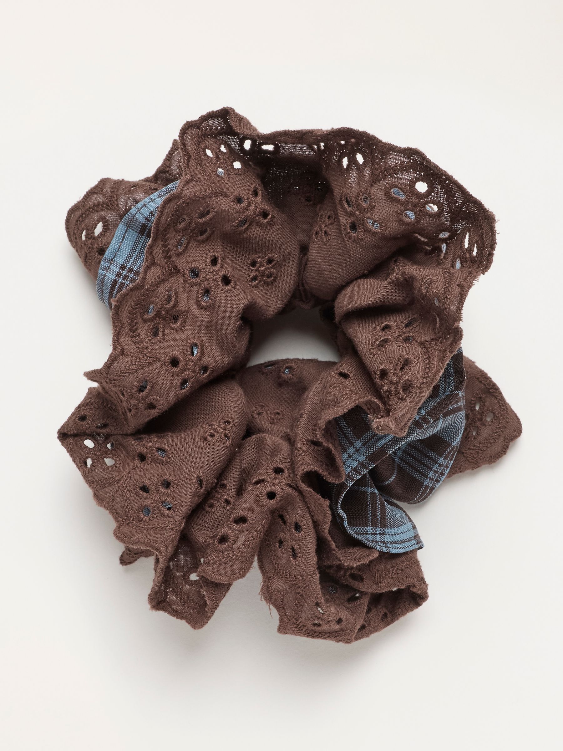 Blue Check Frill Scrunchie - Image 1 of 2