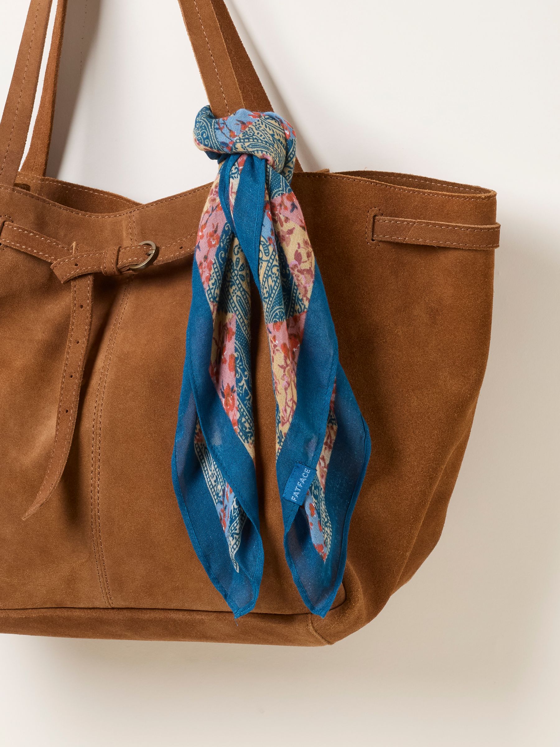 Teal Blue Patchwork Printed Square Scarf - Image 3 of 3 Teal Blue Patchwork Printed Square Scarf - Image 3 of 3