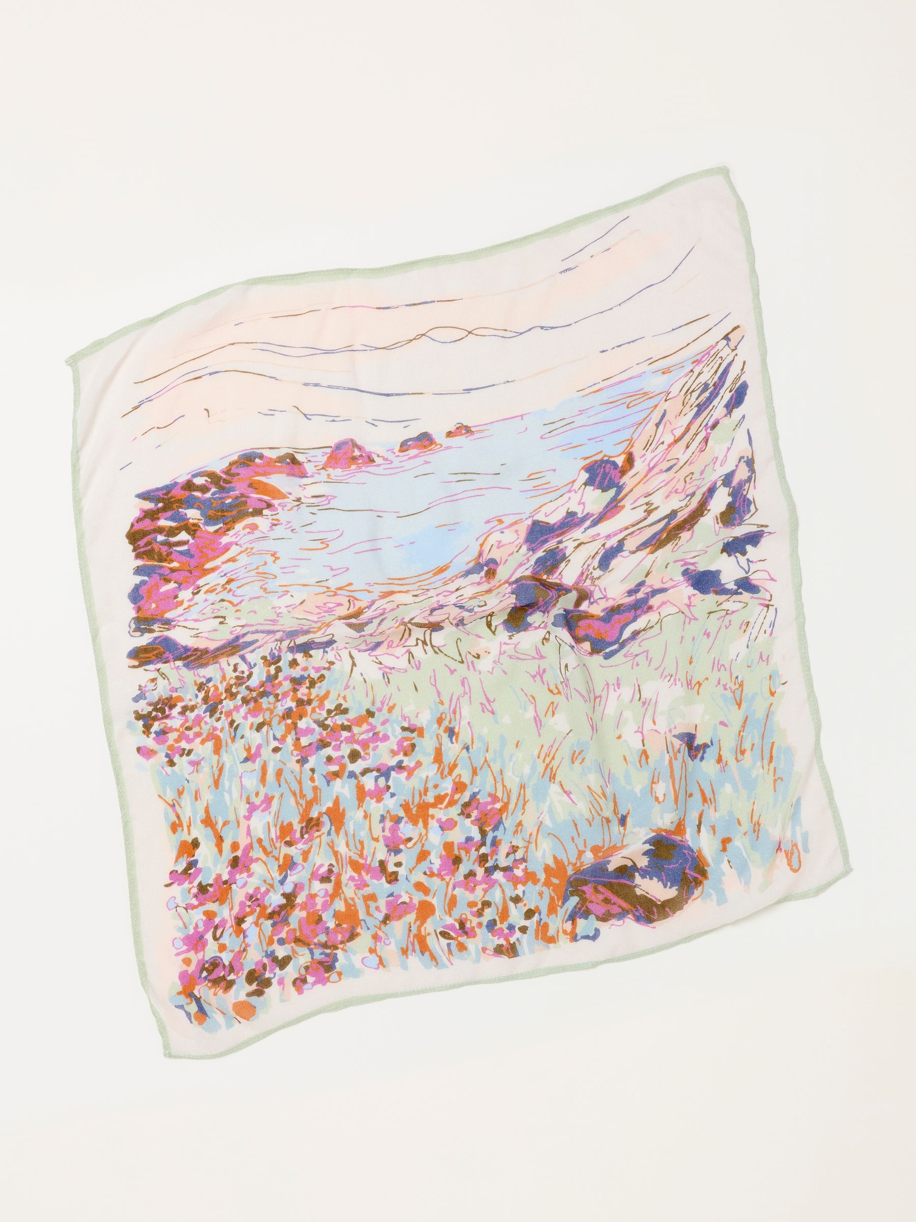 Ivory Landscape Printed Square Scarf - Image 2 of 3 Ivory Landscape Printed Square Scarf - Image 2 of 3