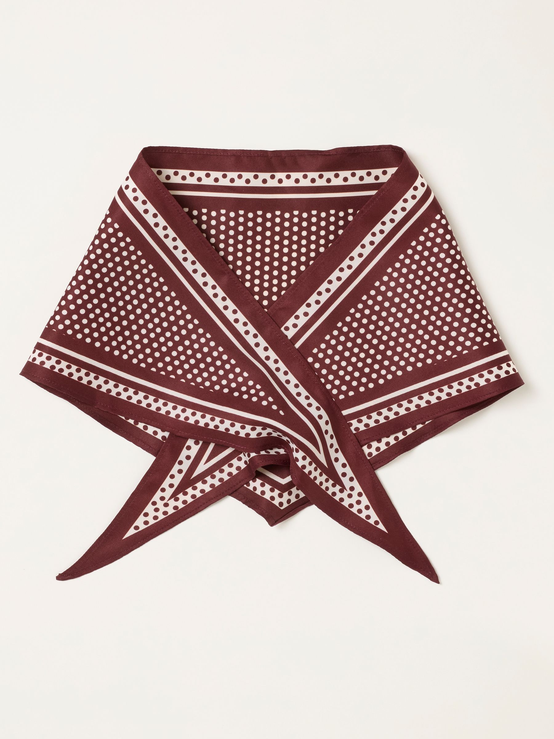 Burgundy Red Polka Dot Triangle Square Scarf - Image 1 of 3 Burgundy Red Polka Dot Triangle Square Scarf - Image 1 of 3