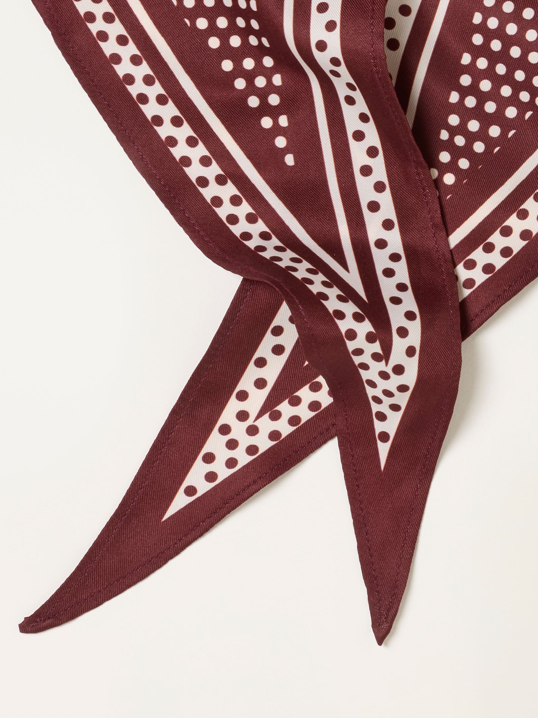 Burgundy Red Polka Dot Triangle Square Scarf - Image 3 of 3 Burgundy Red Polka Dot Triangle Square Scarf - Image 3 of 3