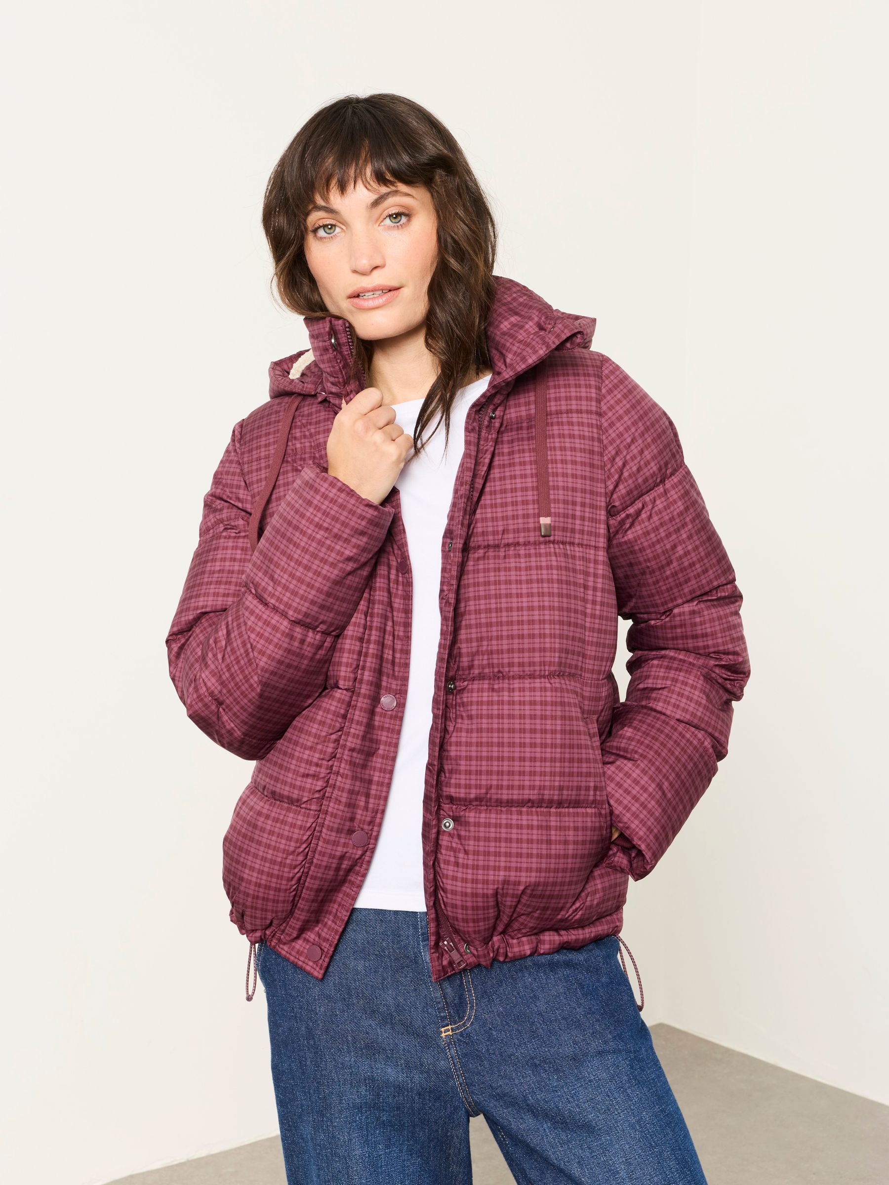 Carly Purple Short Puffer Jacket - Image 1 of 6