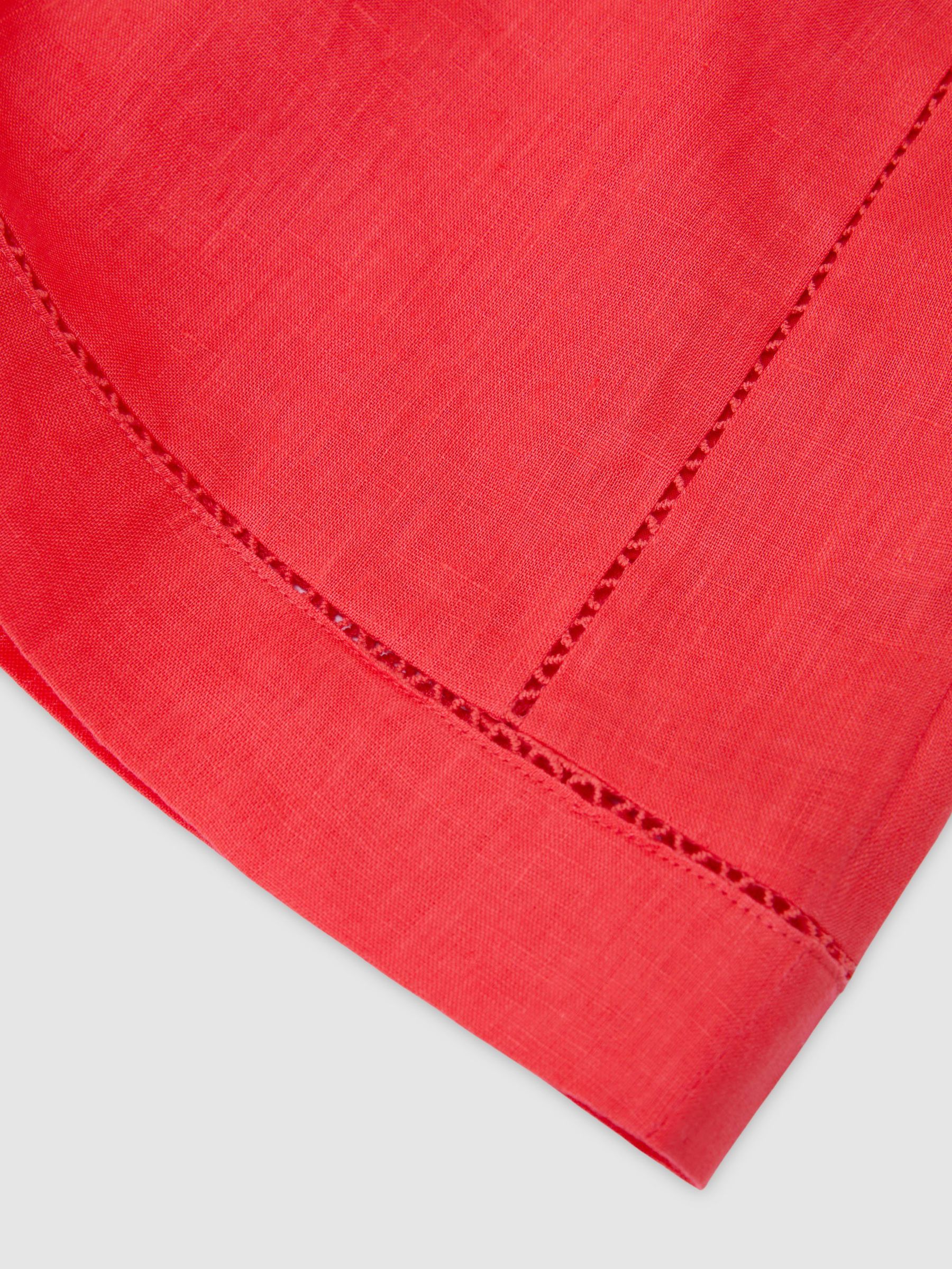 Linen Ladder-Embroidery Shorts in Coral - Image 7 of 7