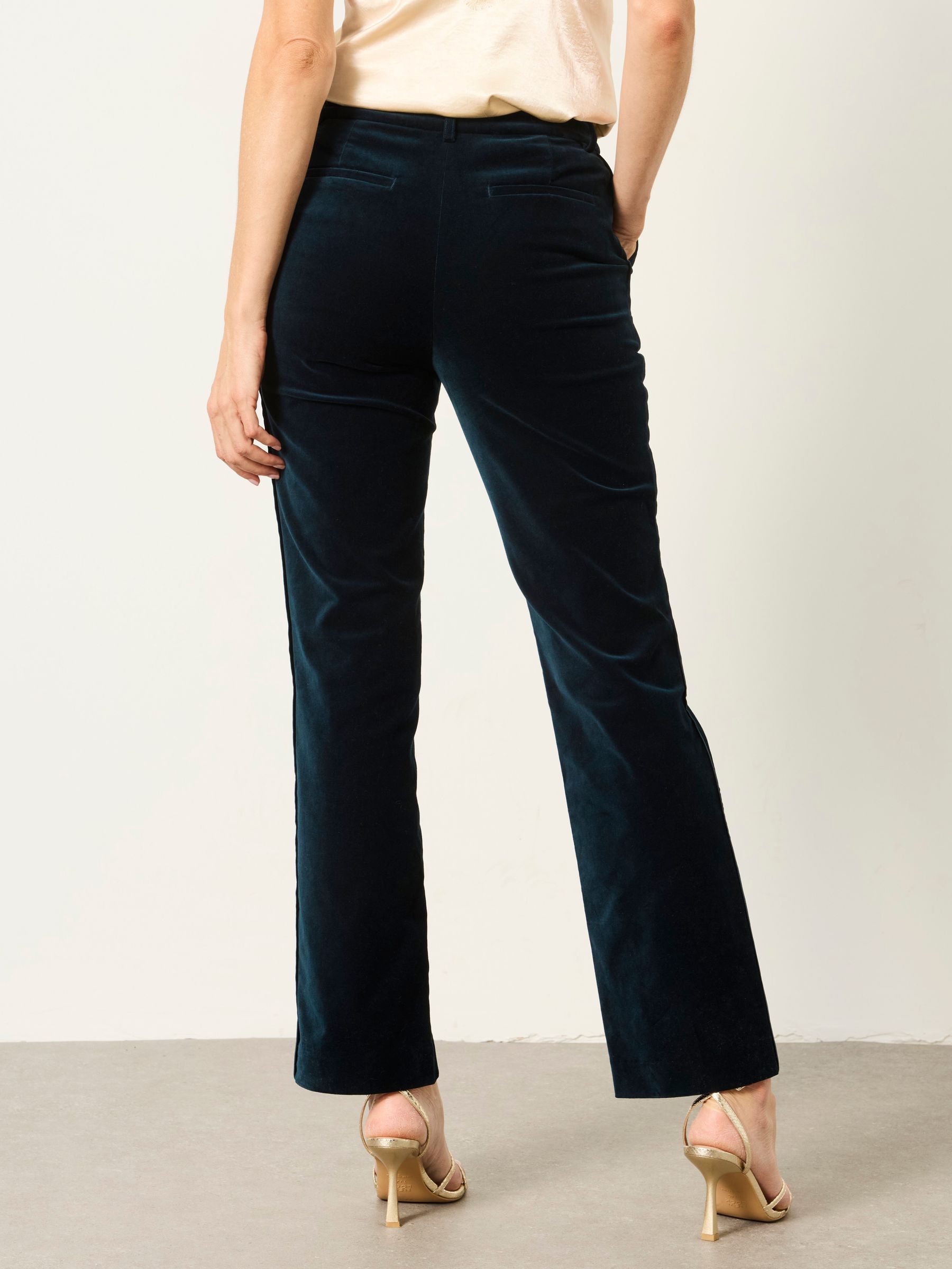 Teal Blue Mabel Velvet Tailored Trousers - Image 2 of 7