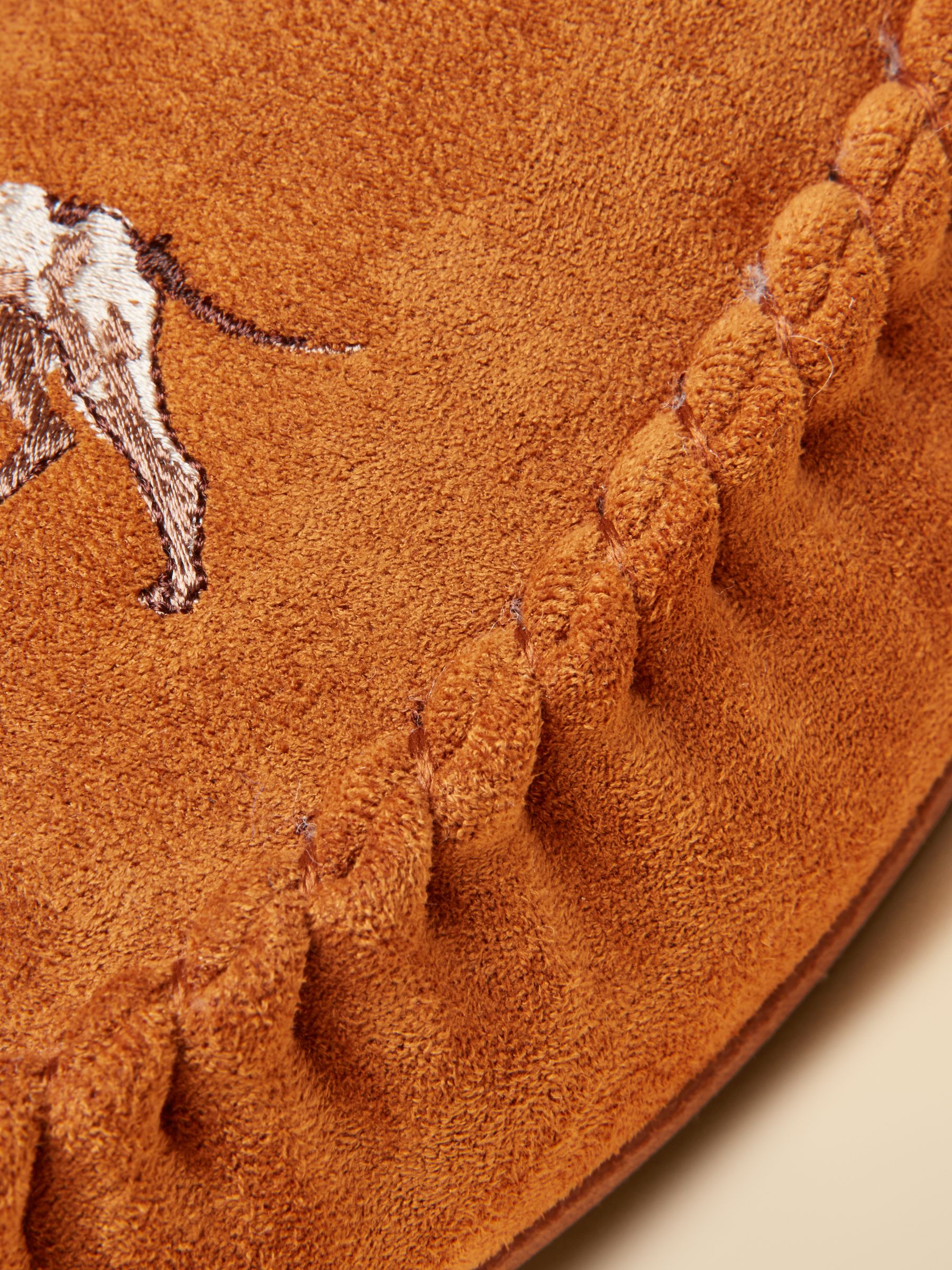 Moccasin Tan Brown Embroidered Slippers - Image 6 of 6