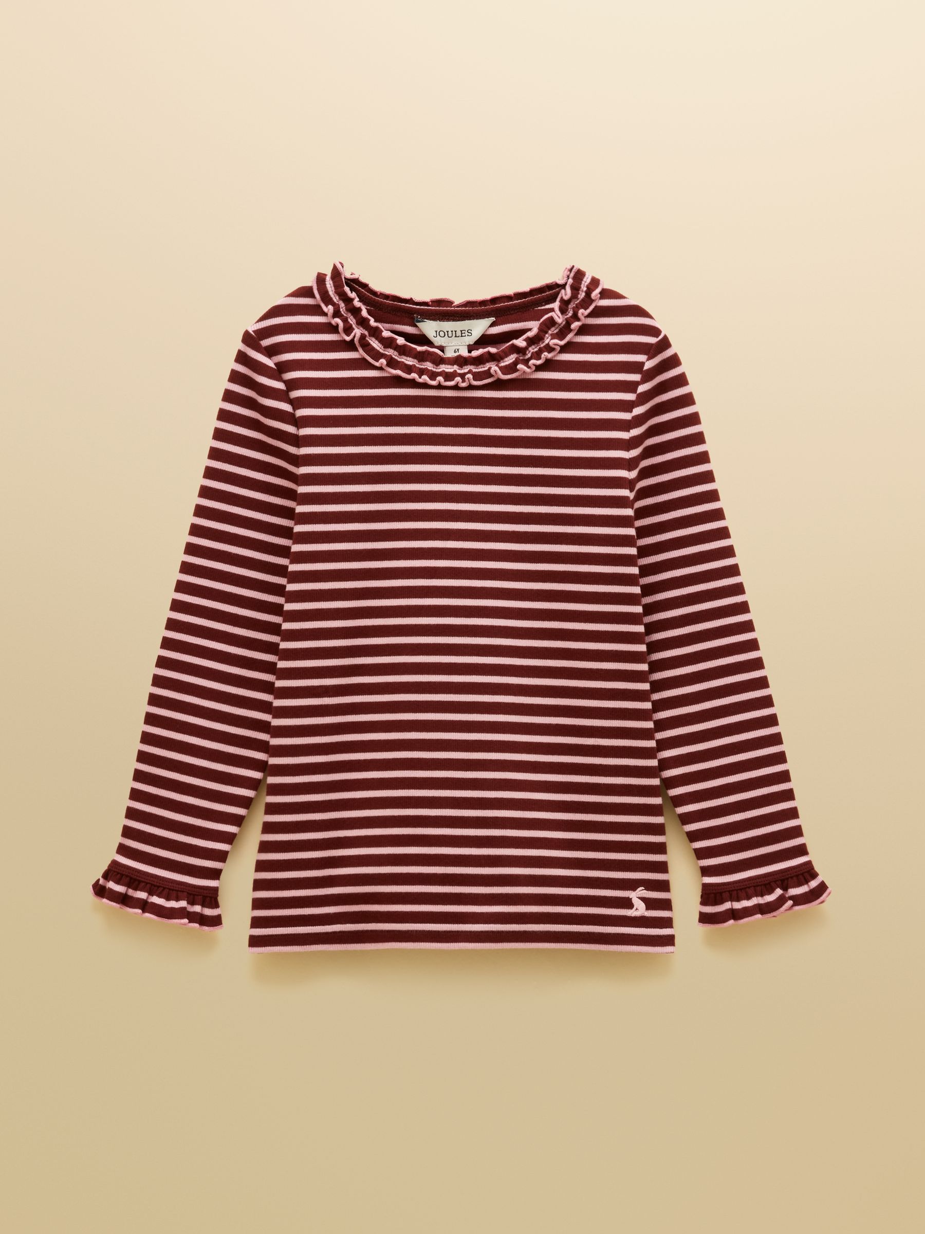 Girls' Sophie Brown & Pink Striped Long Sleeve Ribbed Top - Image 1 of 4 Girls' Sophie Brown & Pink Striped Long Sleeve Ribbed Top - Image 1 of 4