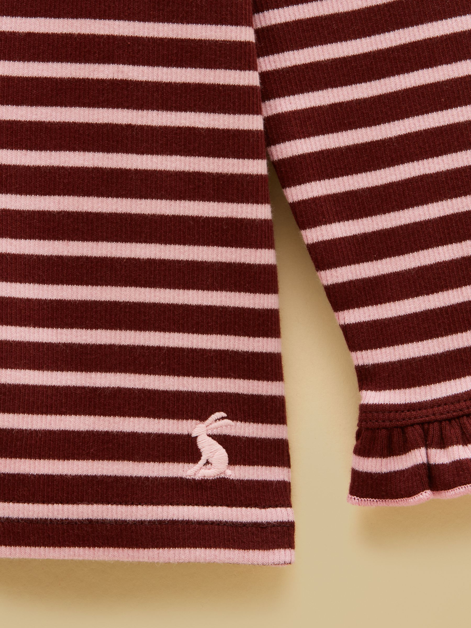 Girls' Sophie Brown & Pink Striped Long Sleeve Ribbed Top - Image 3 of 4